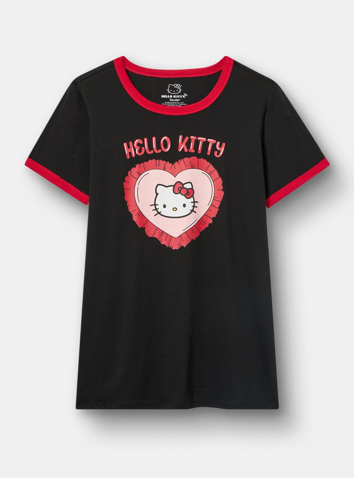 Hello Kitty Classic Cotton Ringer Tee, HELLO KITTY HEART DEEP BLACK, hi-res