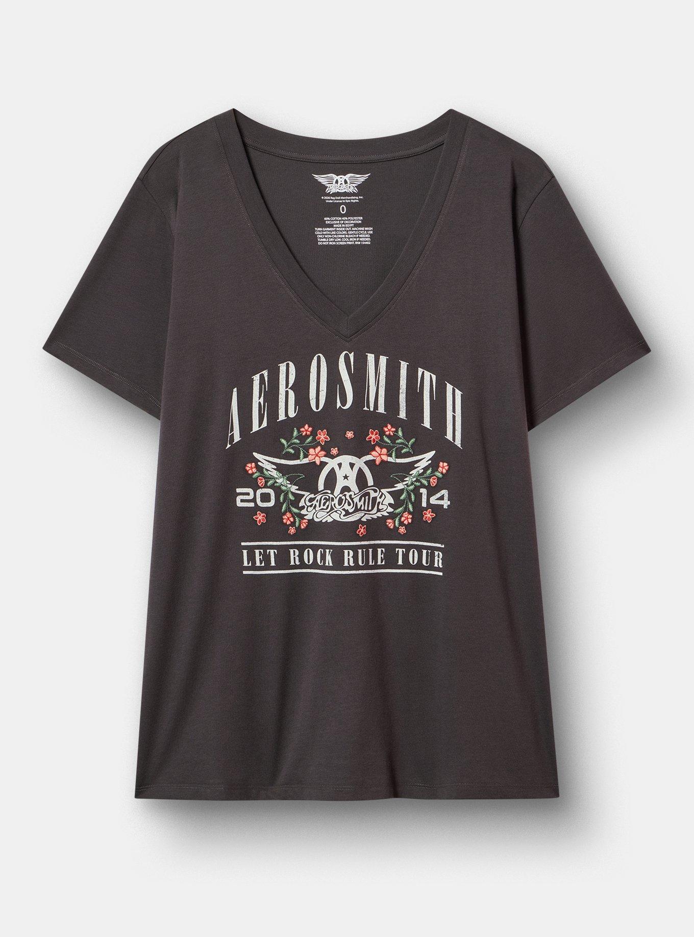 Aerosmith Classic Cotton Jersey V-Neck Tee, AEROSMITH ROCK TOUR OBSIDIAN, hi-res