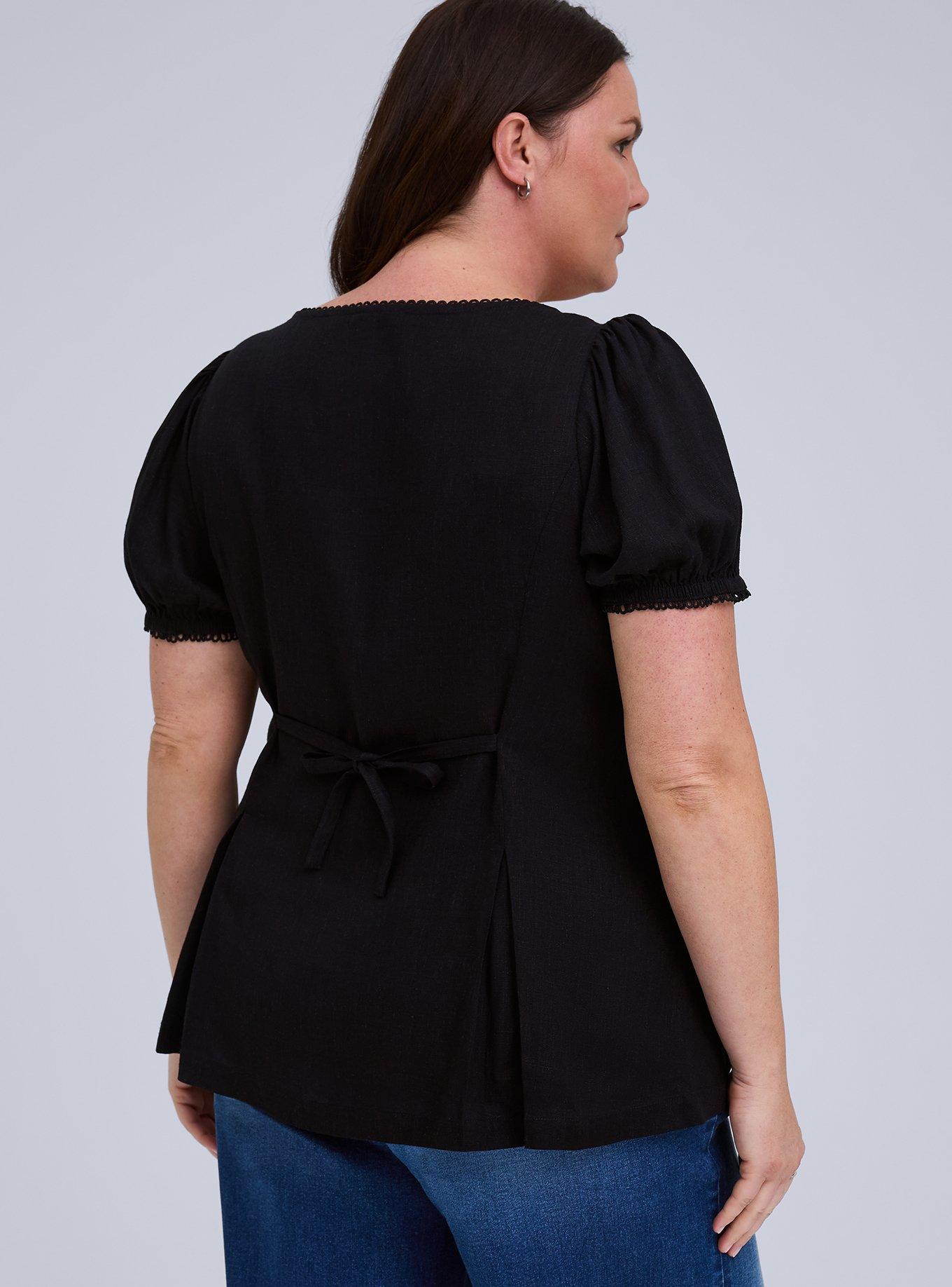 Belle Isle Button Front Top, DEEP BLACK, alternate