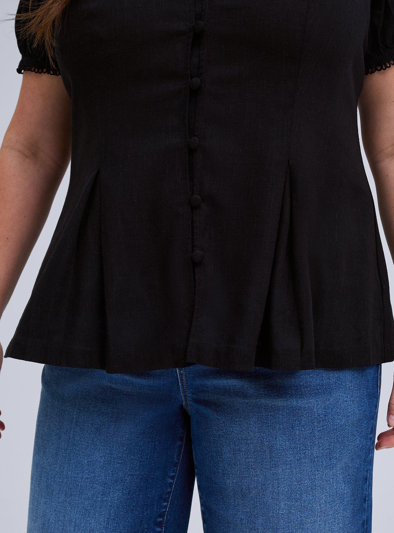 Belle Isle Button Front Top, DEEP BLACK, alternate