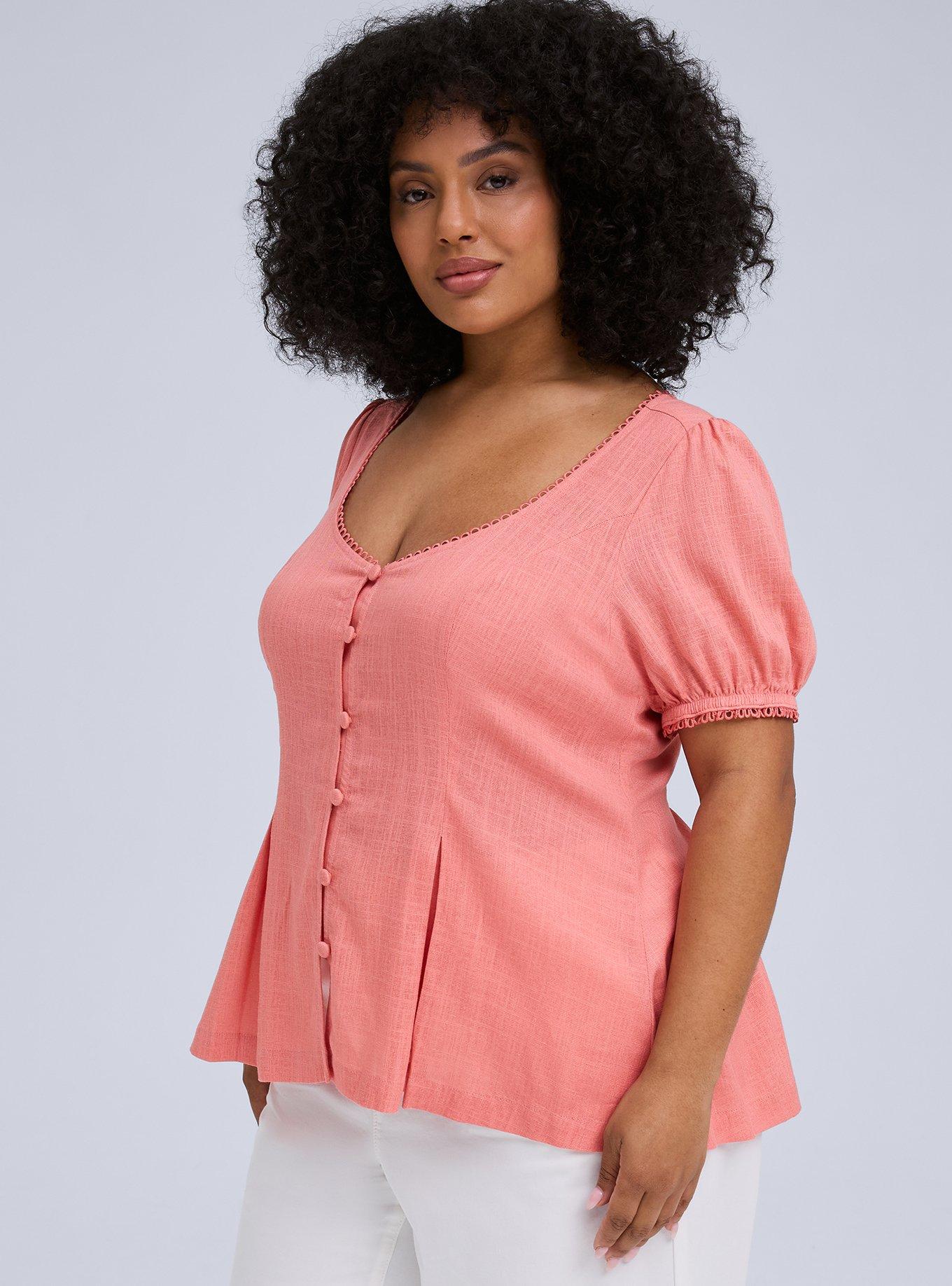 Belle Isle Button Front Top, LANTANA, hi-res