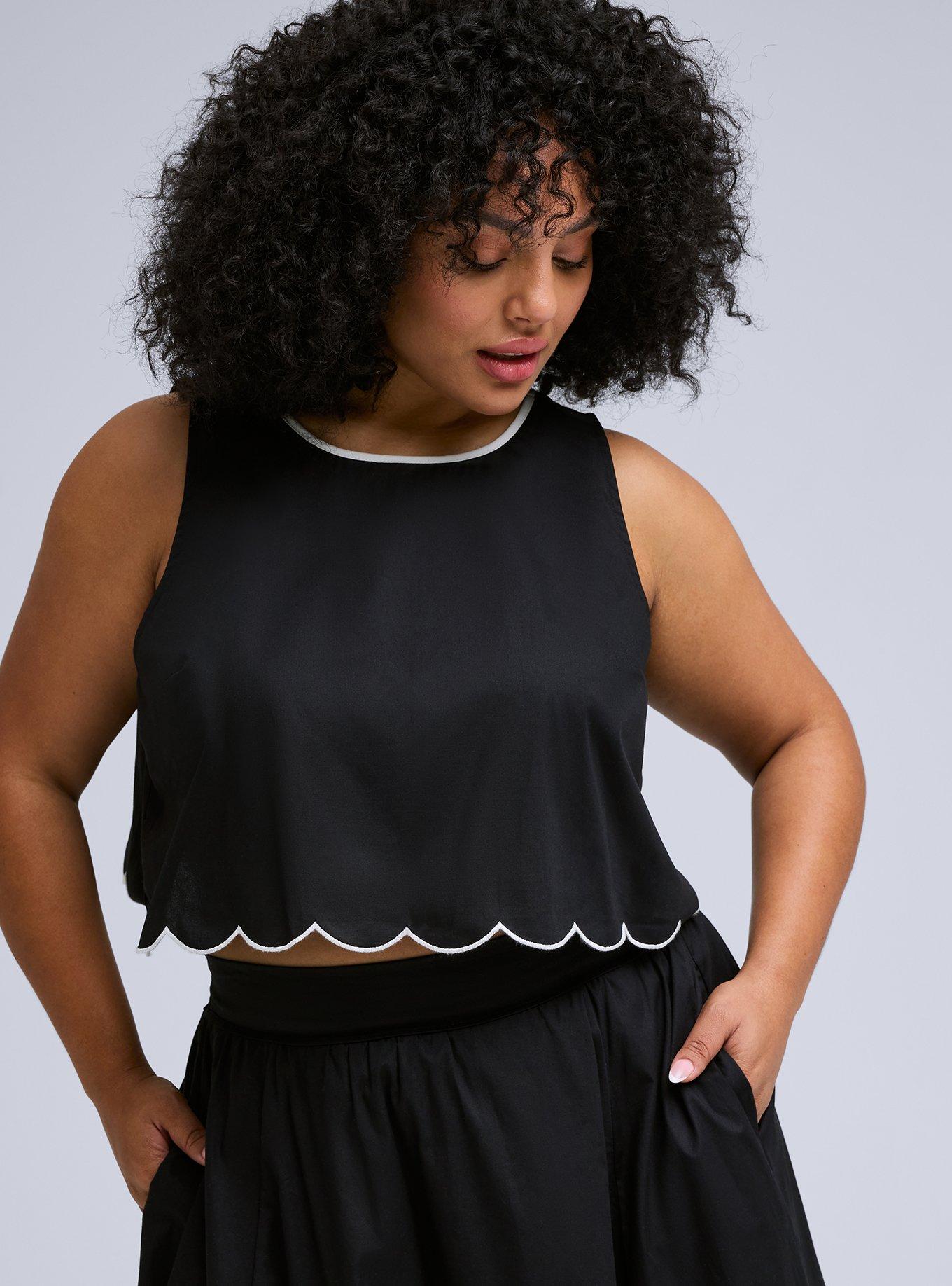 Belle Isle Scalloped Edge Top, DEEP BLACK, alternate