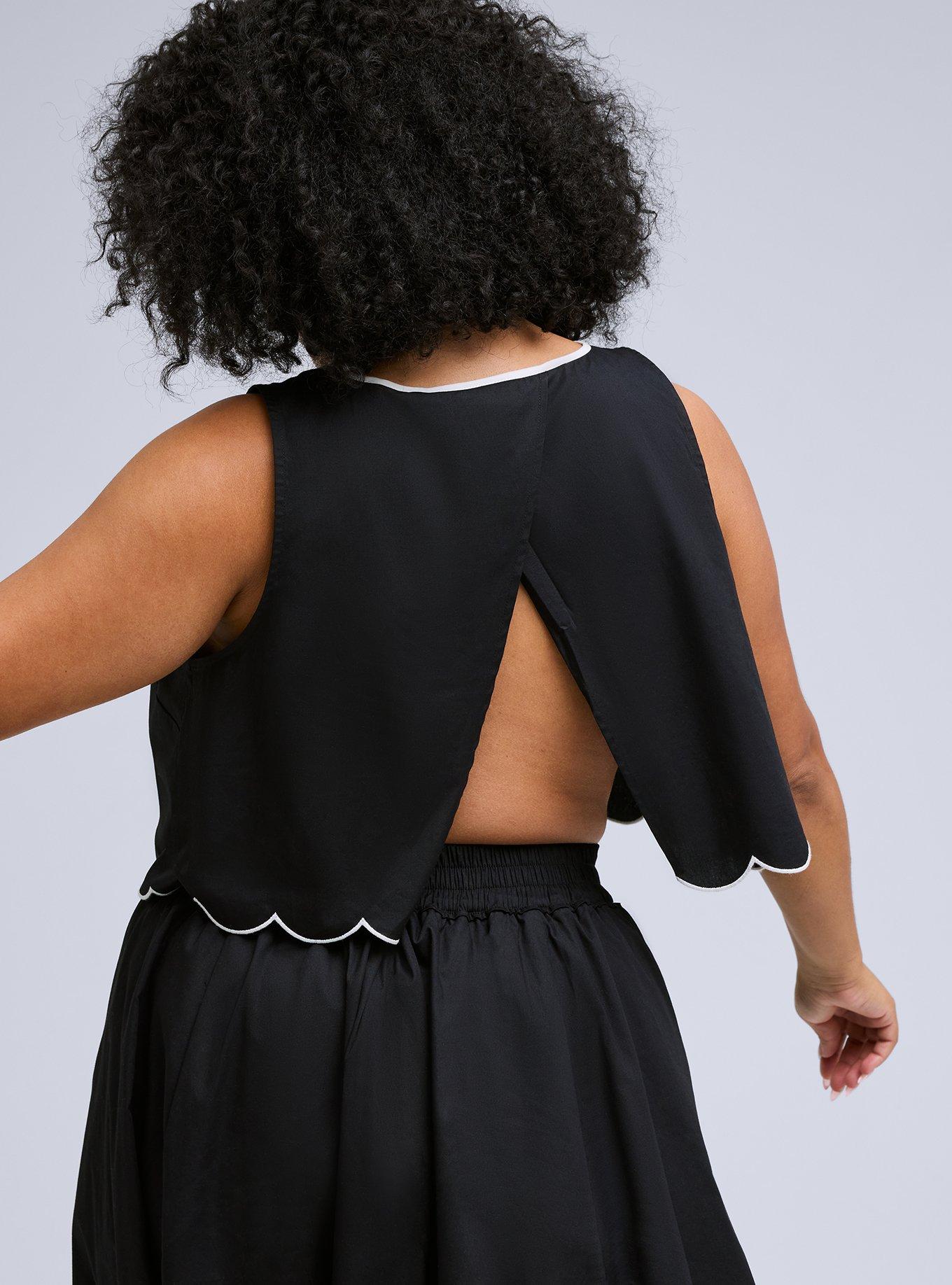 Belle Isle Scalloped Edge Top, DEEP BLACK, alternate