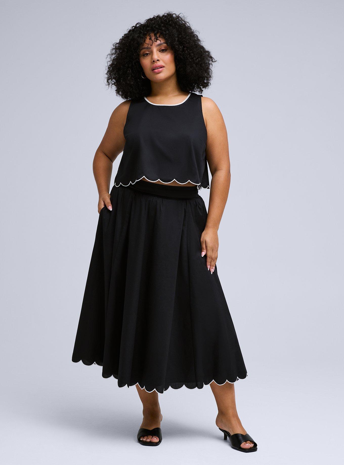 Belle Isle Scalloped Edge Top, DEEP BLACK, alternate