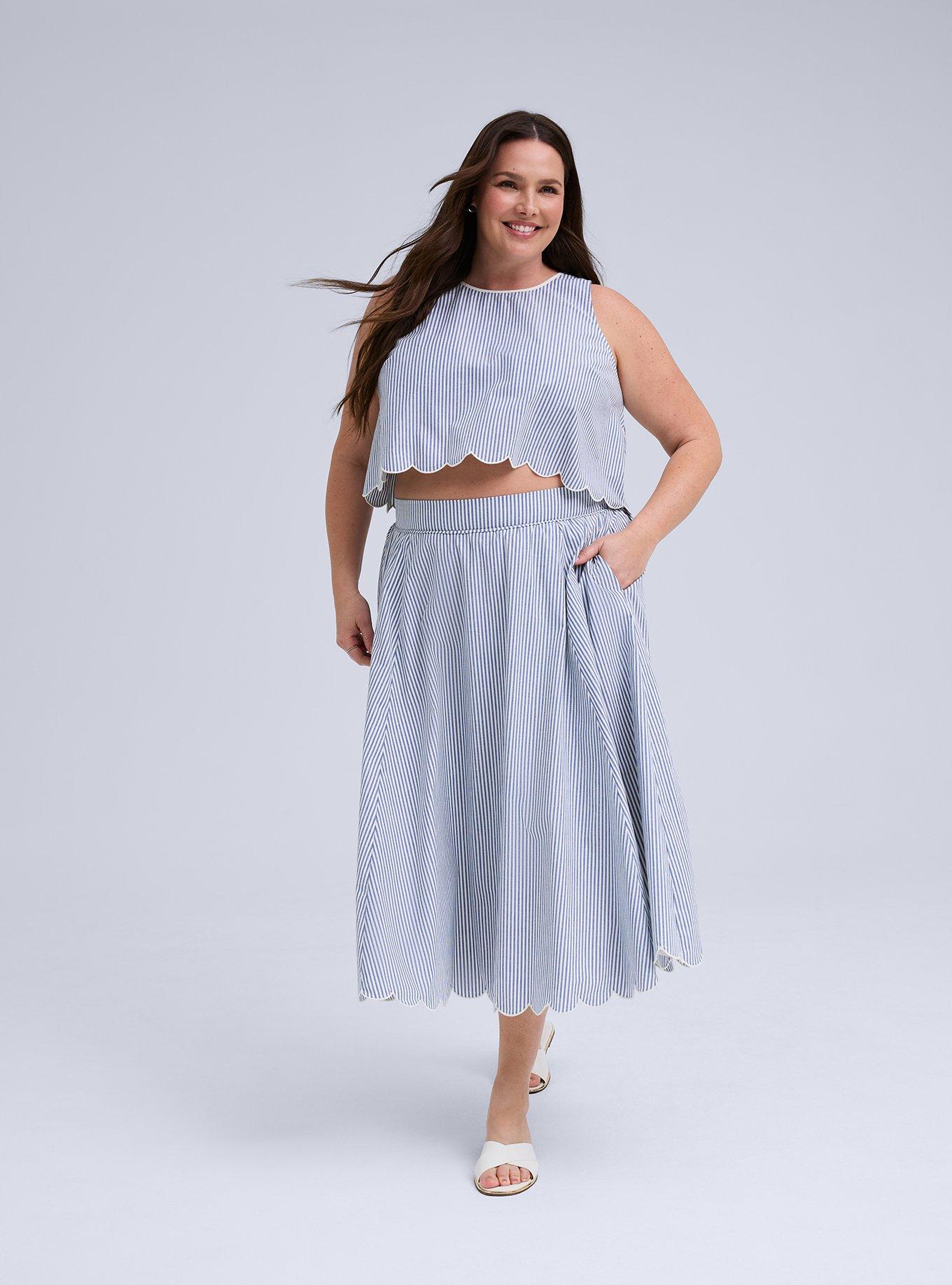 Belle Isle Scallop Edge Top, SEDONA STRIPE BLUE, alternate