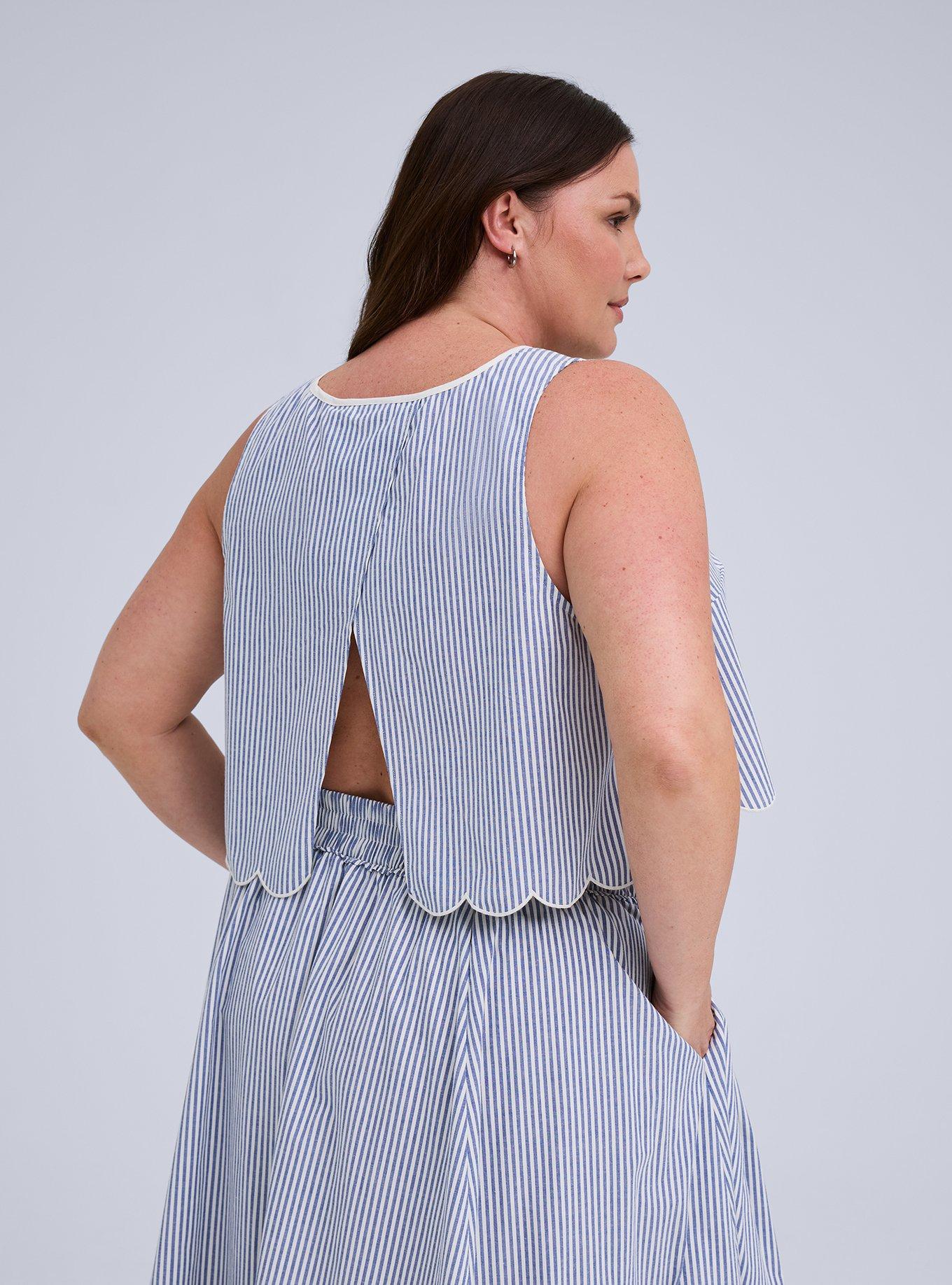 Belle Isle Scallop Edge Top, SEDONA STRIPE BLUE, alternate