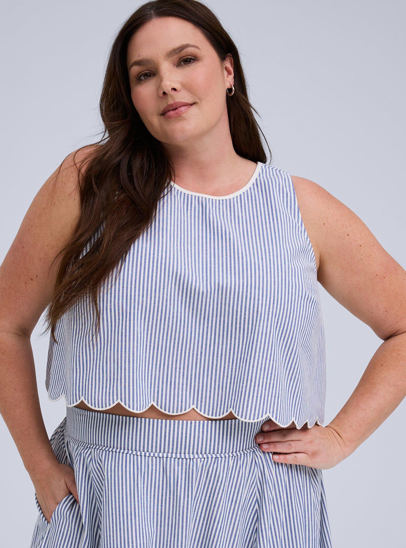 Belle Isle Scallop Edge Top, SEDONA STRIPE BLUE, alternate