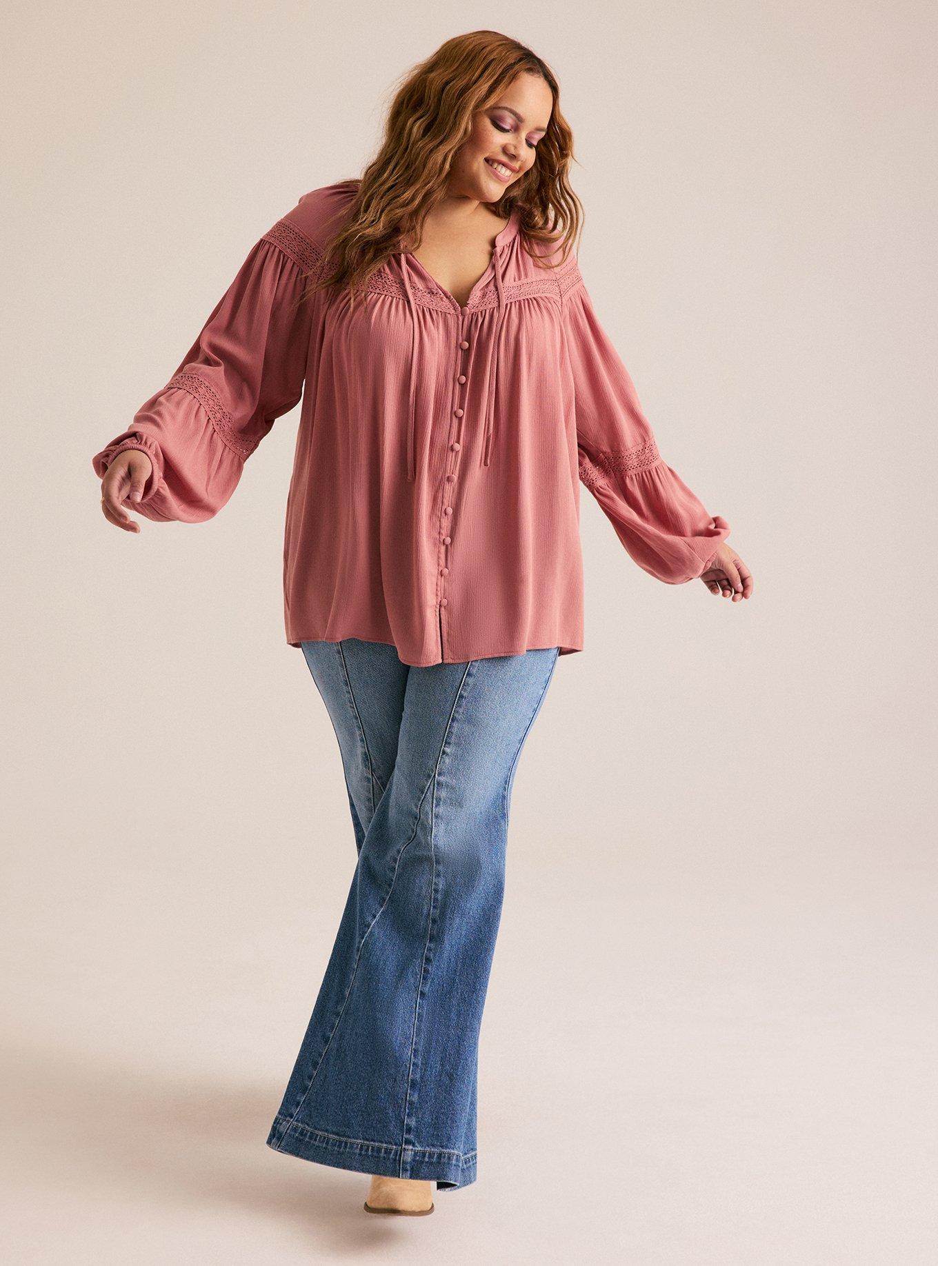 Festi Lace Inset Blouse, OLD ROSE, alternate