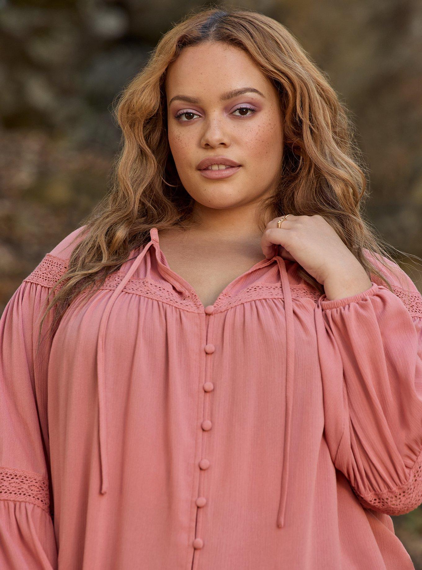 Festi Lace Inset Blouse, OLD ROSE, alternate