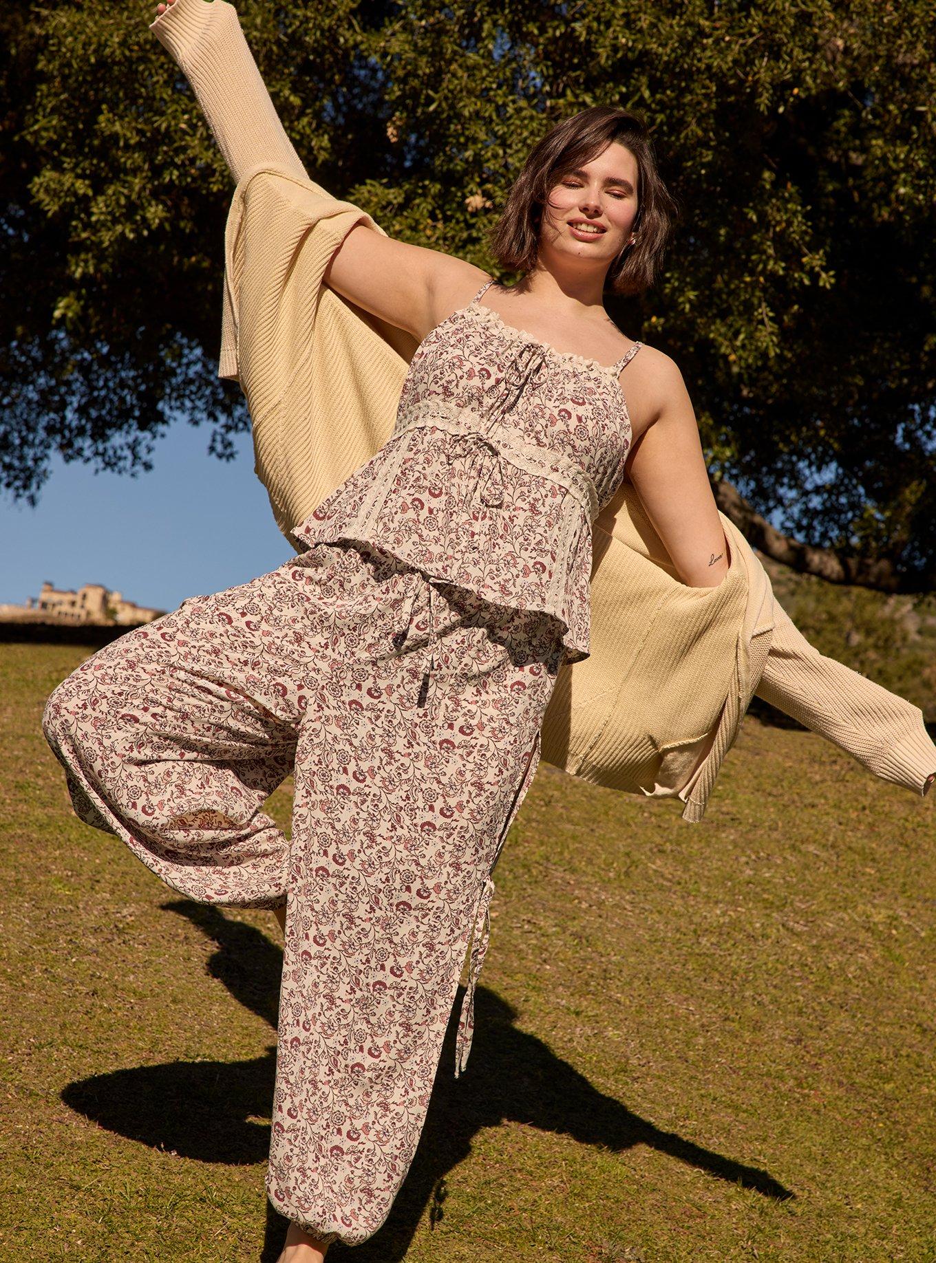 Plus Size Festi Tie Detail Jogger, LANEY JACOBEAN IVORY, hi-res