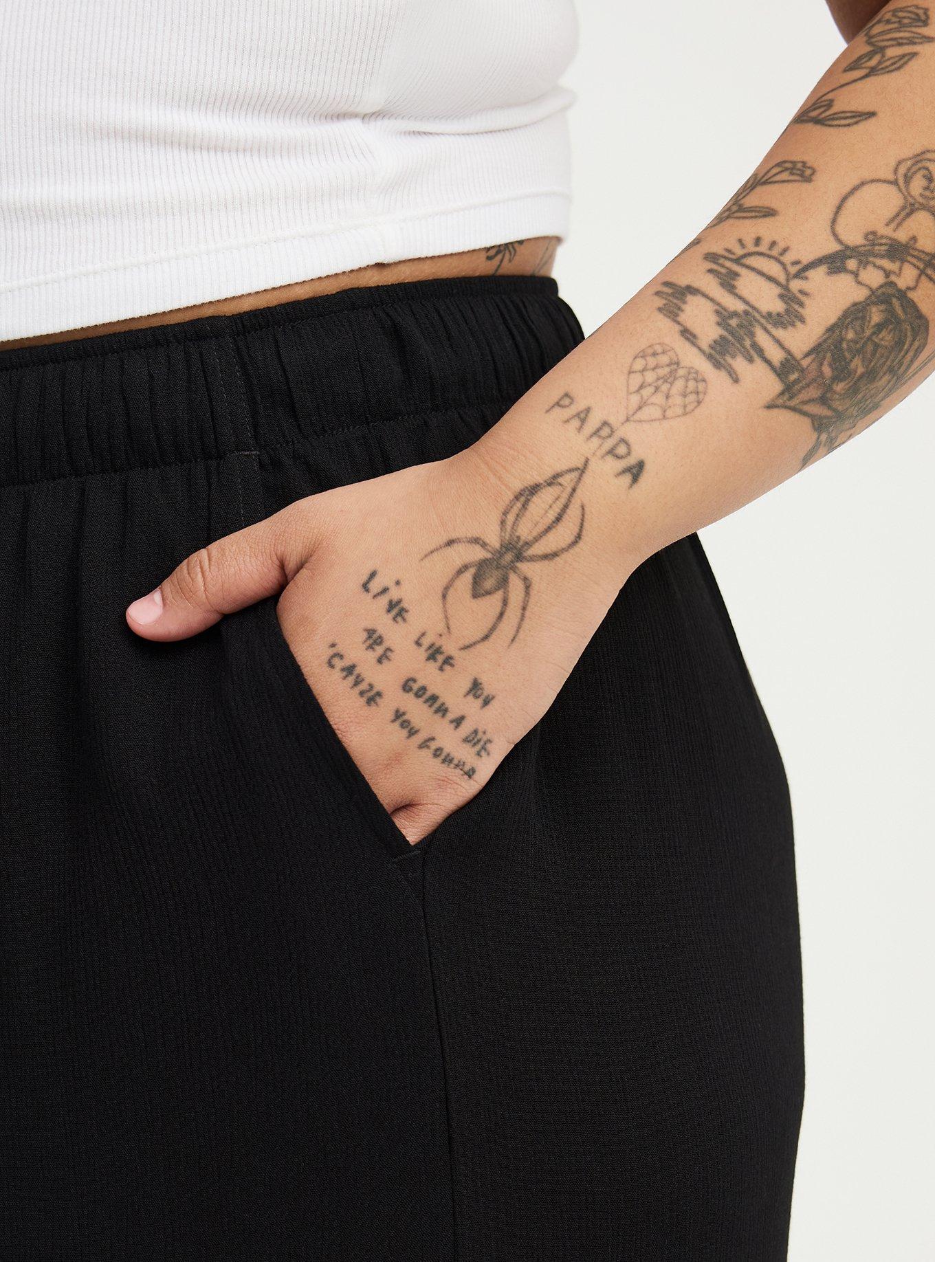 Pull-On High-Rise Gauze Wide-Leg Pant, DEEP BLACK, alternate