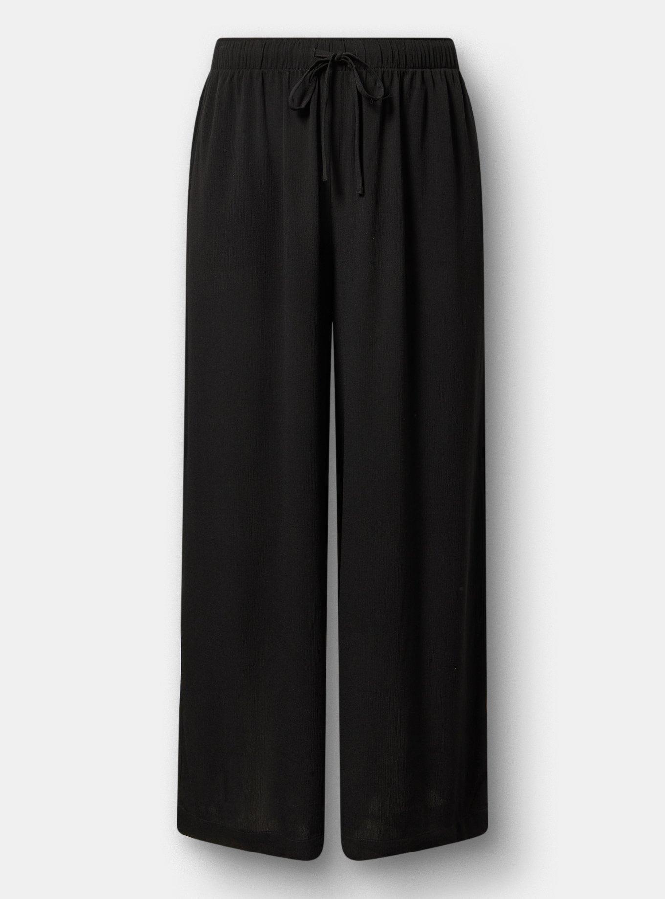 Pull-On High-Rise Gauze Wide-Leg Pant, DEEP BLACK, hi-res