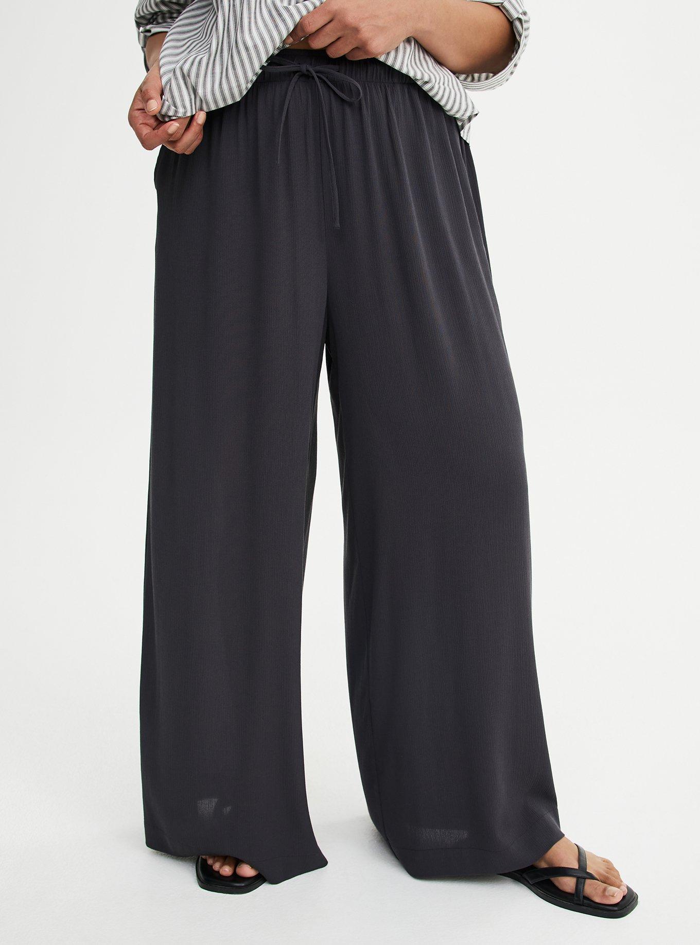 Pull-On High-Rise Gauze Wide-Leg Pant, PHANTOM, alternate
