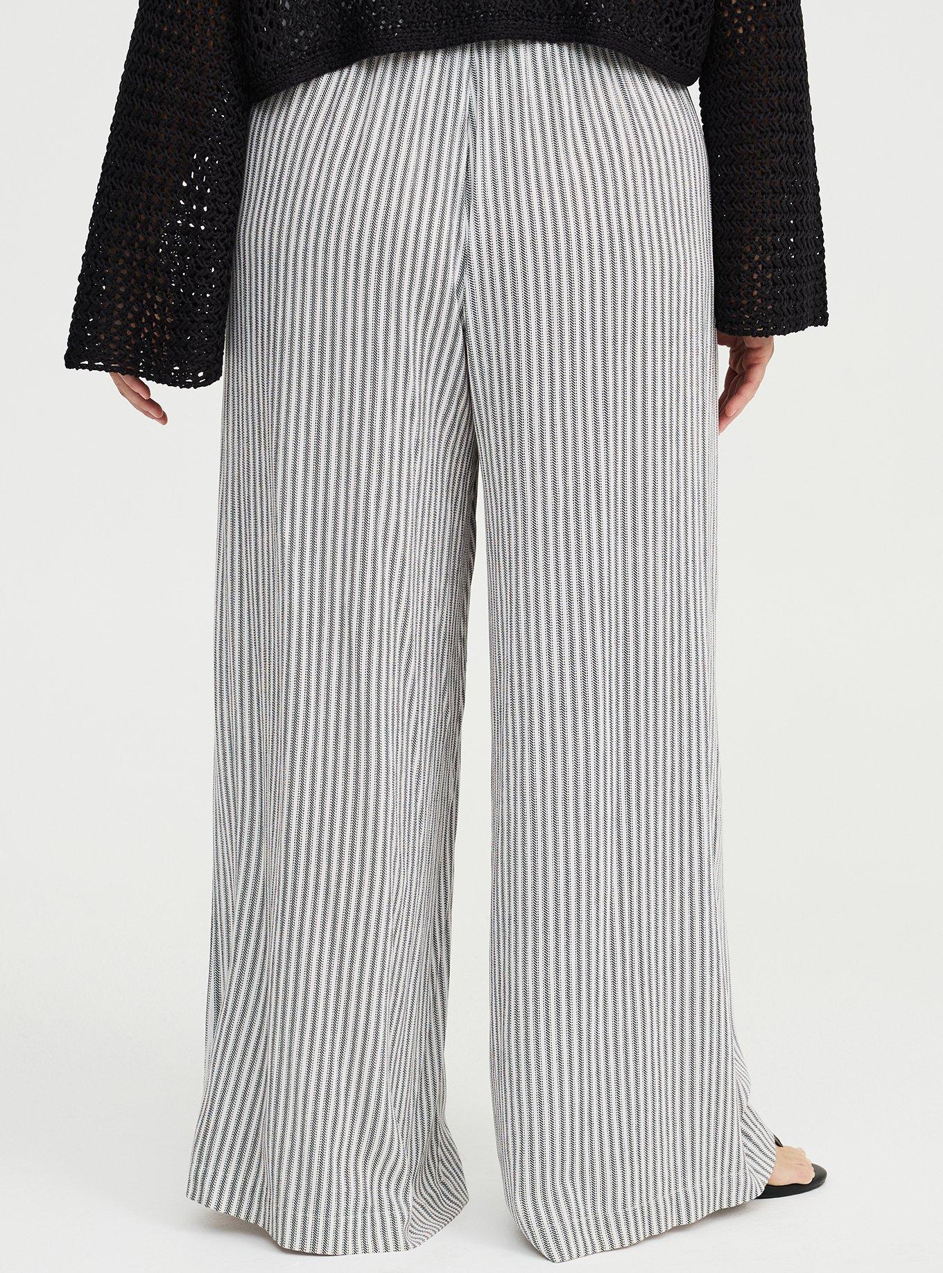 Pull-On High-Rise Gauze Wide-Leg Pant, MORA STRIPE WHITE, alternate
