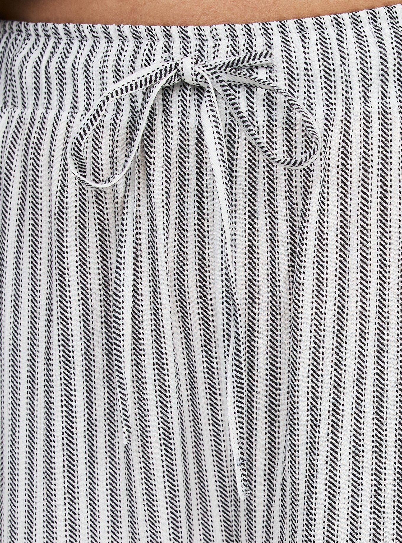 Pull-On High-Rise Gauze Wide-Leg Pant, MORA STRIPE WHITE, alternate