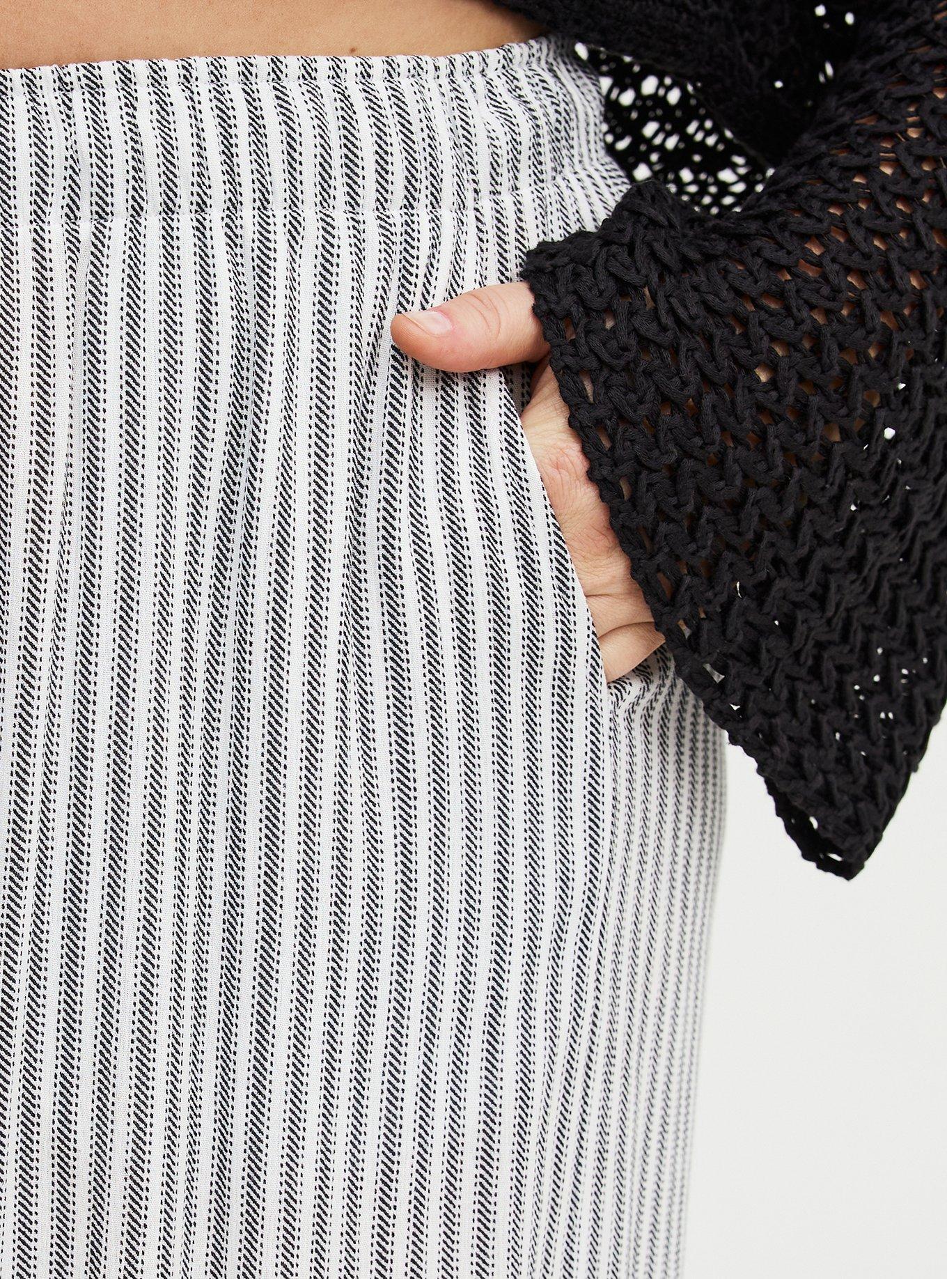 Pull-On High-Rise Gauze Wide-Leg Pant, MORA STRIPE WHITE, alternate