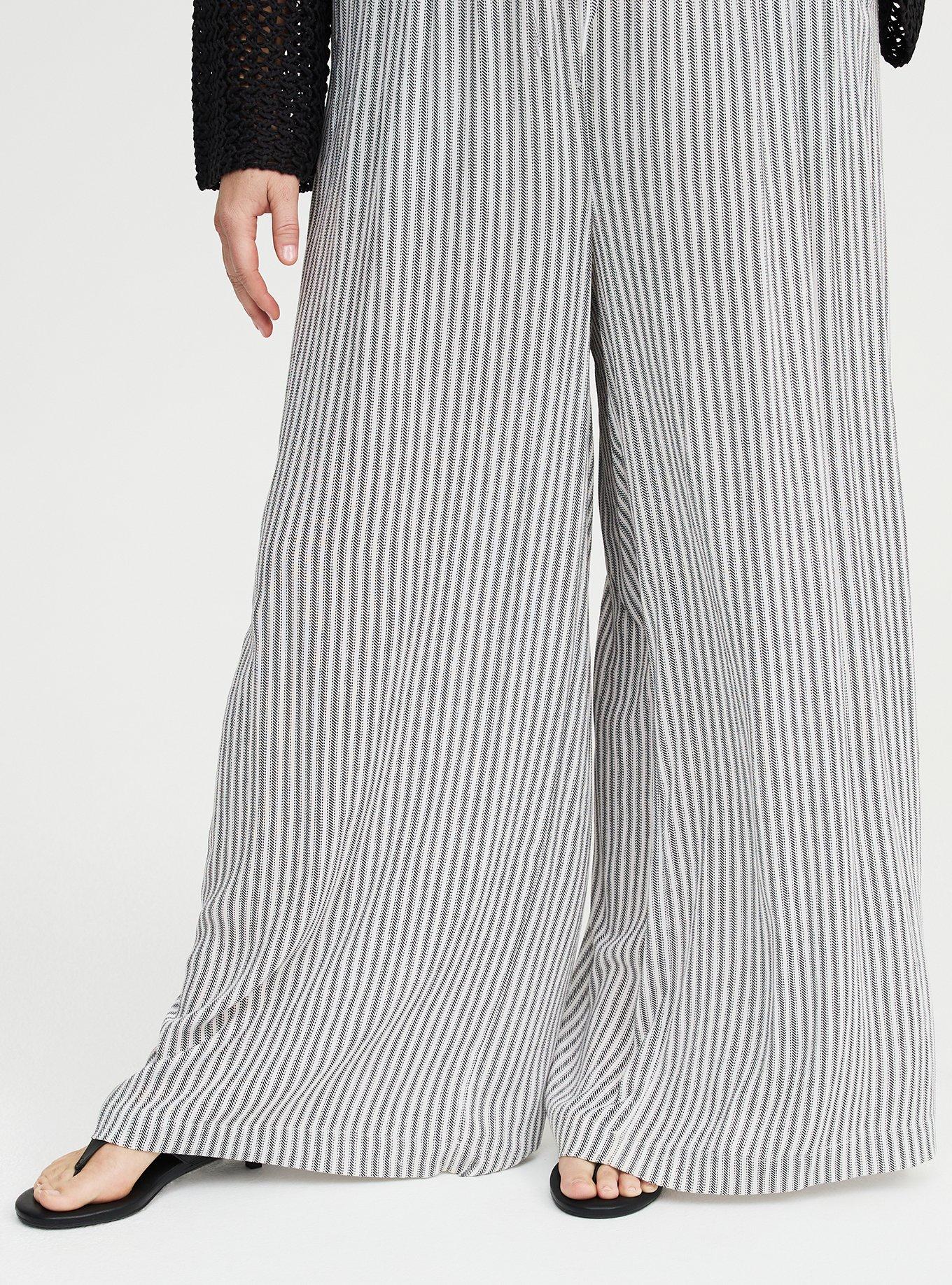 Pull-On High-Rise Gauze Wide-Leg Pant, MORA STRIPE WHITE, alternate