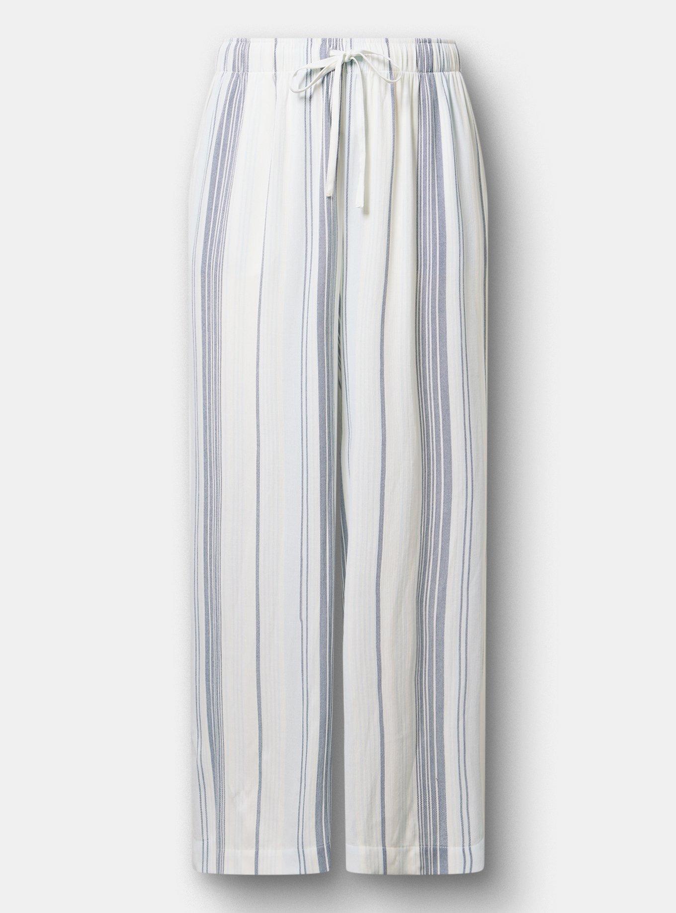 Pull-On High-Rise Gauze Wide-Leg Pant, LINNY STRIPE WHITE, hi-res