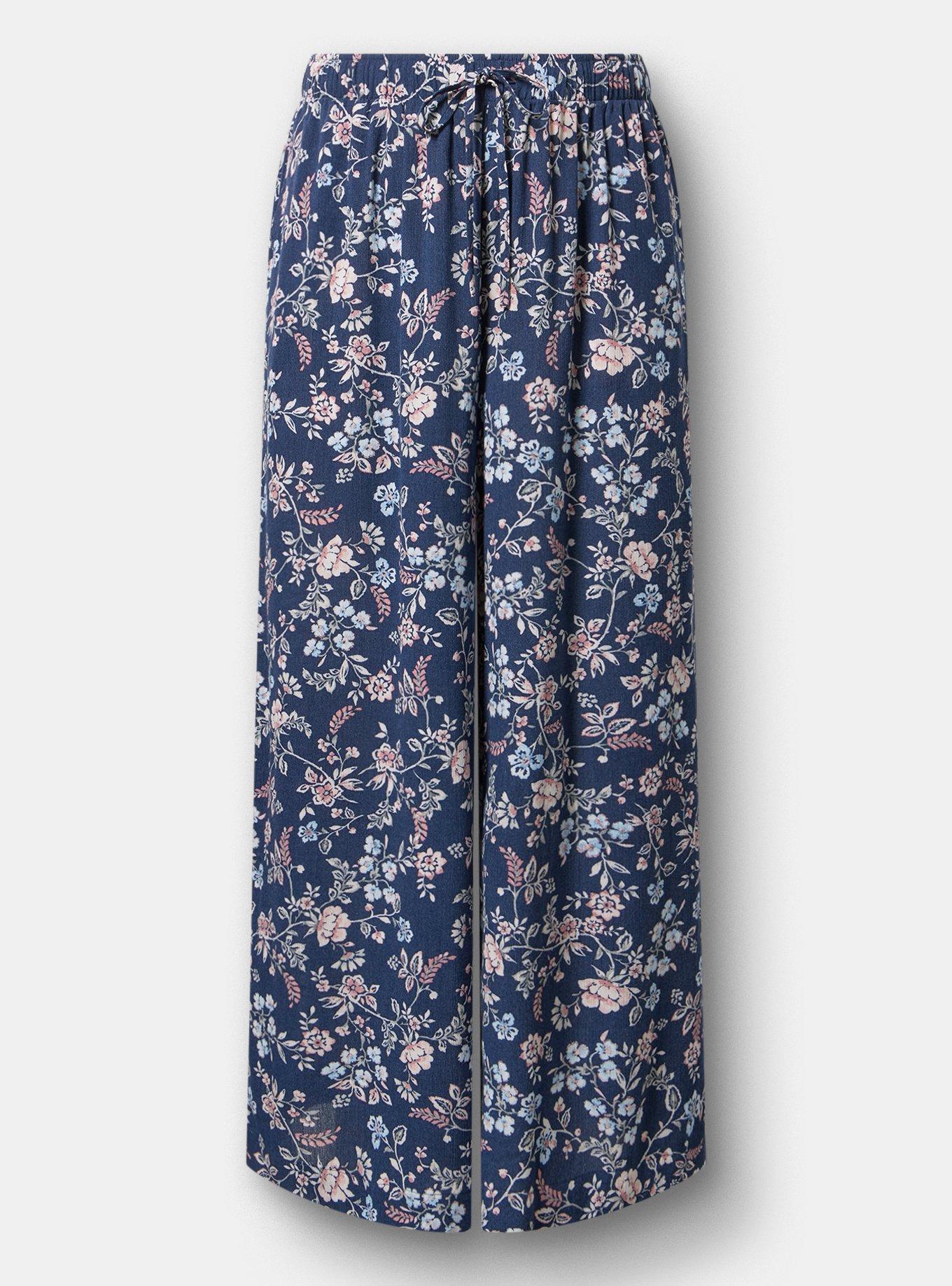 Pull-On High-Rise Gauze Wide-Leg Pant, TENDER JACOBEAN NAVY, hi-res