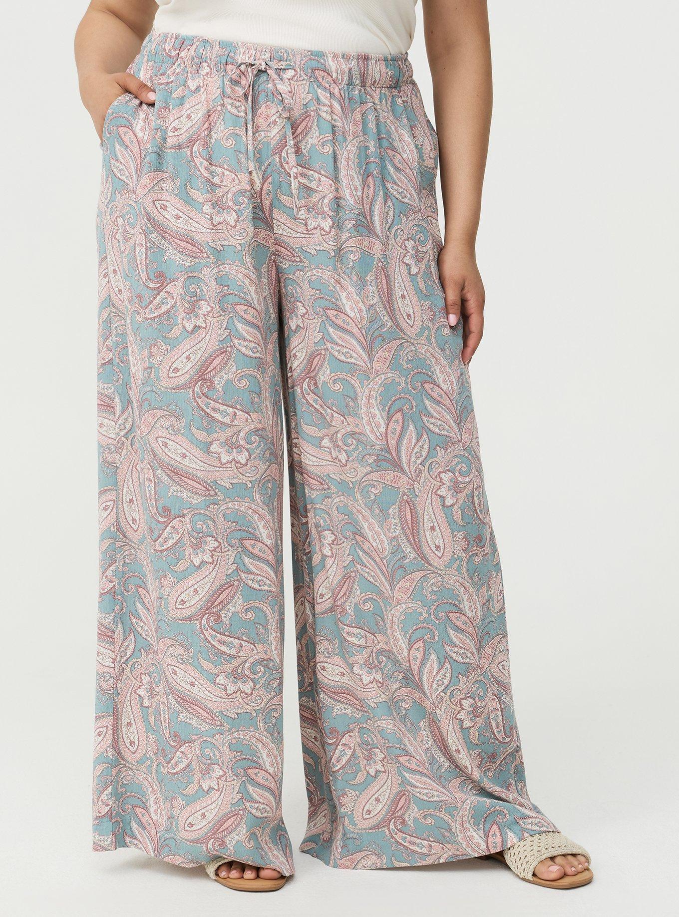 Pull-On High-Rise Gauze Wide-Leg Pant, FRENCH PAISLEY MULTI, alternate