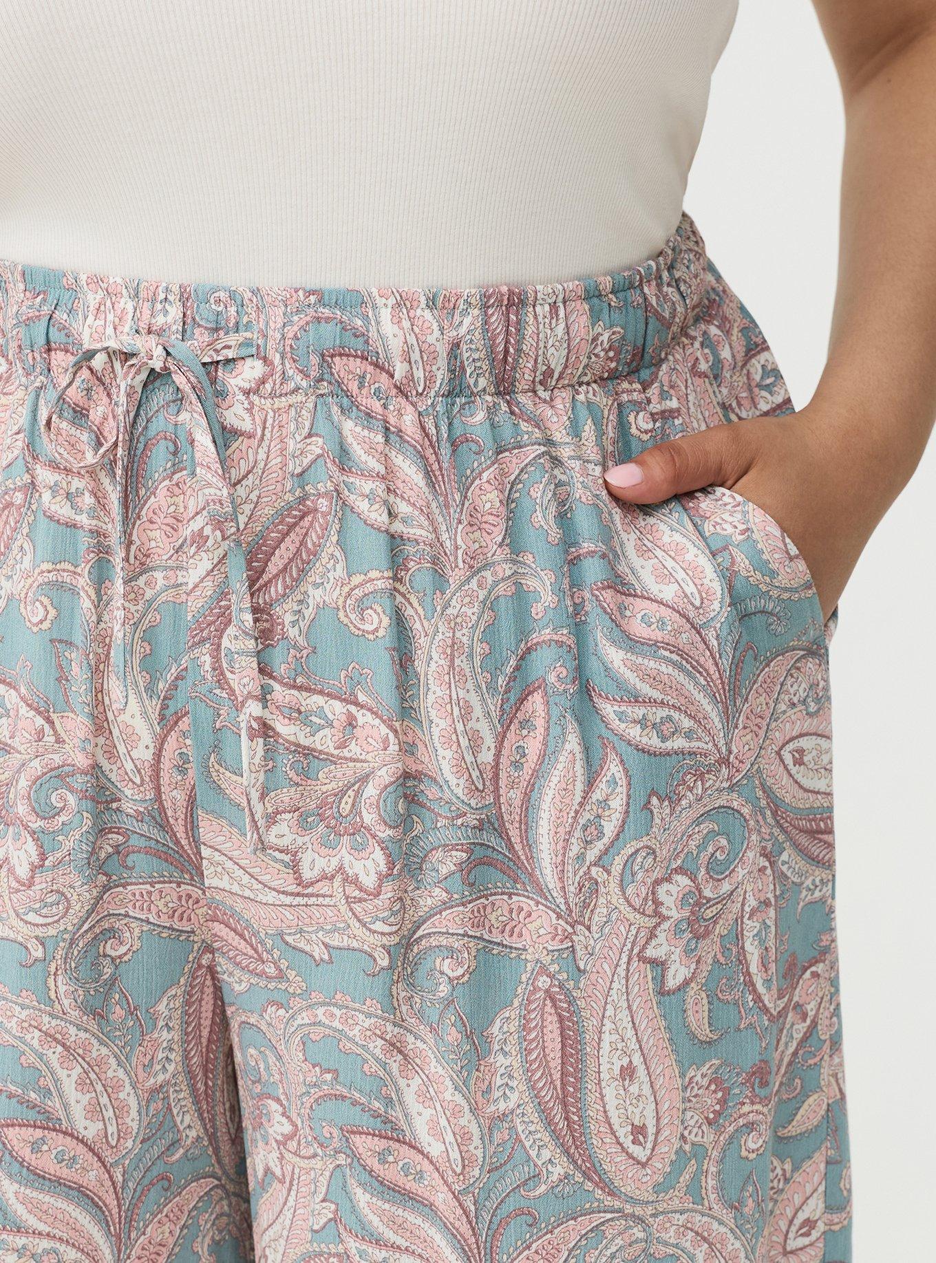 Pull-On High-Rise Gauze Wide-Leg Pant, FRENCH PAISLEY MULTI, alternate