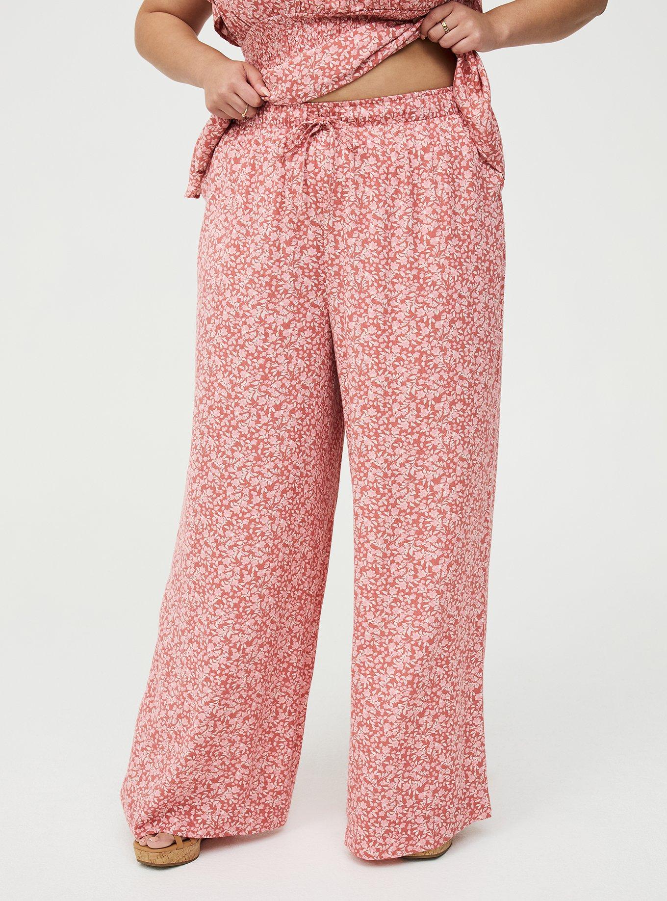 Pull-On High-Rise Gauze Wide-Leg Pant, DANIELLE DITSY FLORAL CORAL, alternate