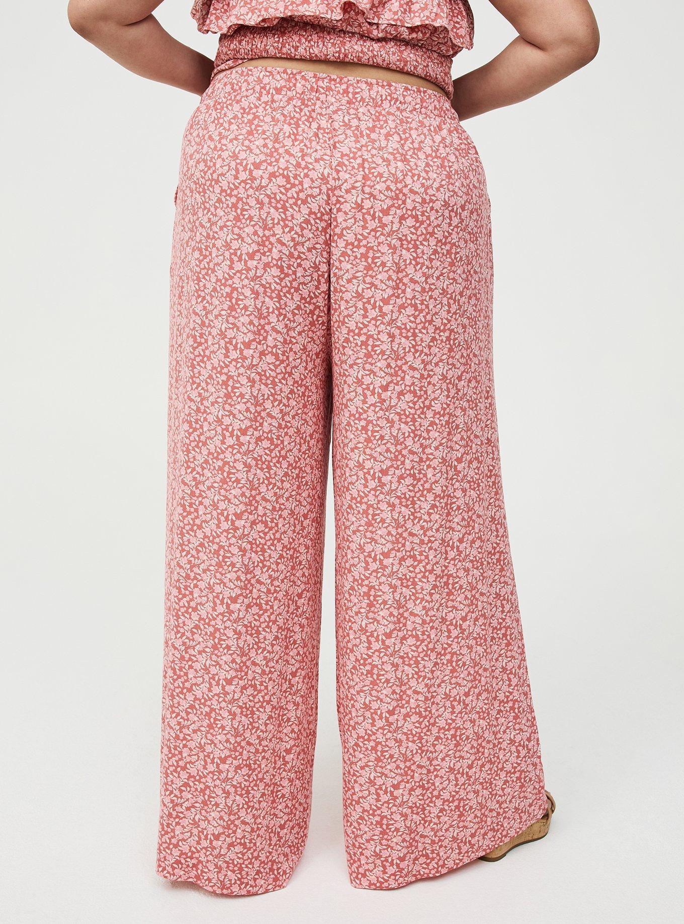 Pull-On High-Rise Gauze Wide-Leg Pant, DANIELLE DITSY FLORAL CORAL, alternate