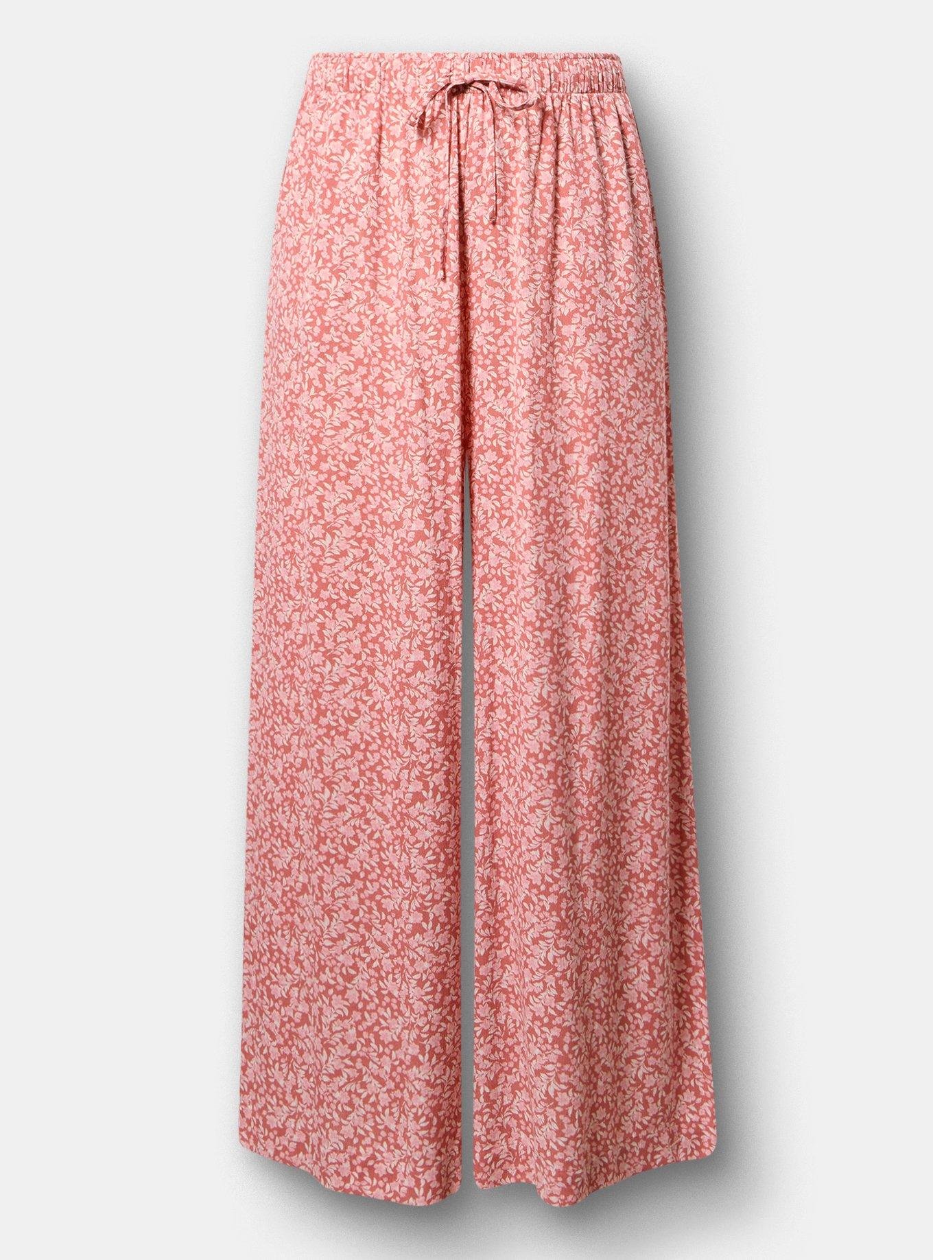 Pull-On High-Rise Gauze Wide-Leg Pant, DANIELLE DITSY FLORAL CORAL, hi-res