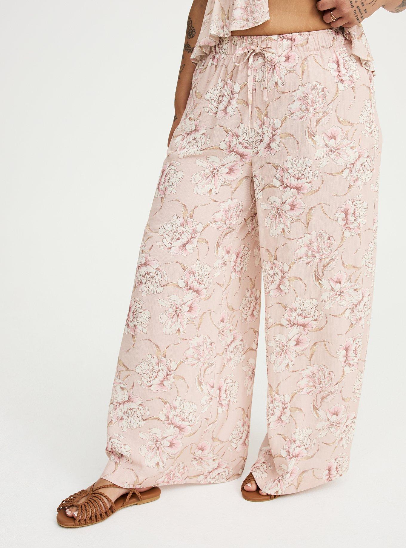 Pull-On High-Rise Gauze Wide-Leg Pant, SKETCHBOOK FLORAL TAN, alternate