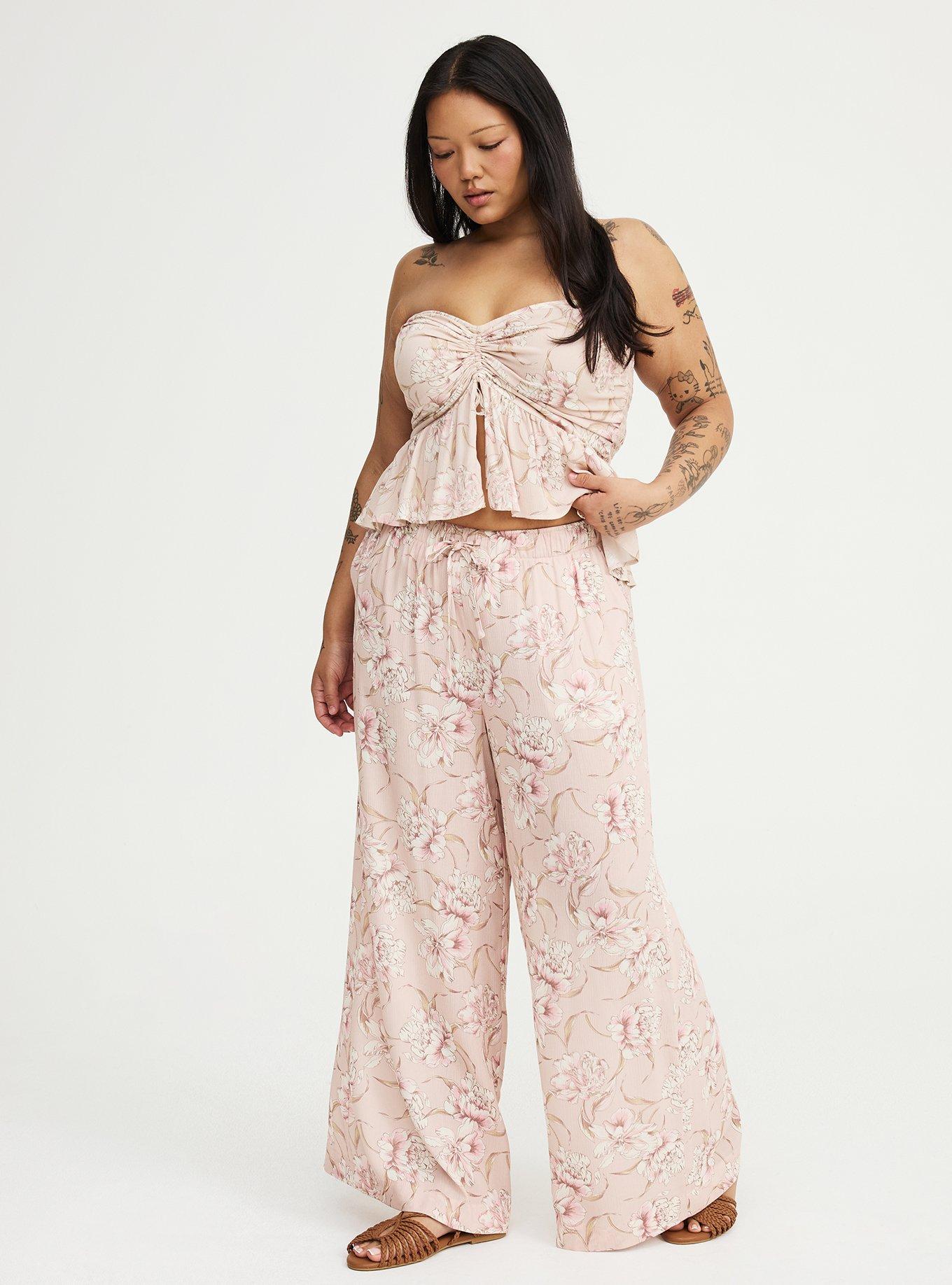 Pull-On High-Rise Gauze Wide-Leg Pant, SKETCHBOOK FLORAL TAN, alternate