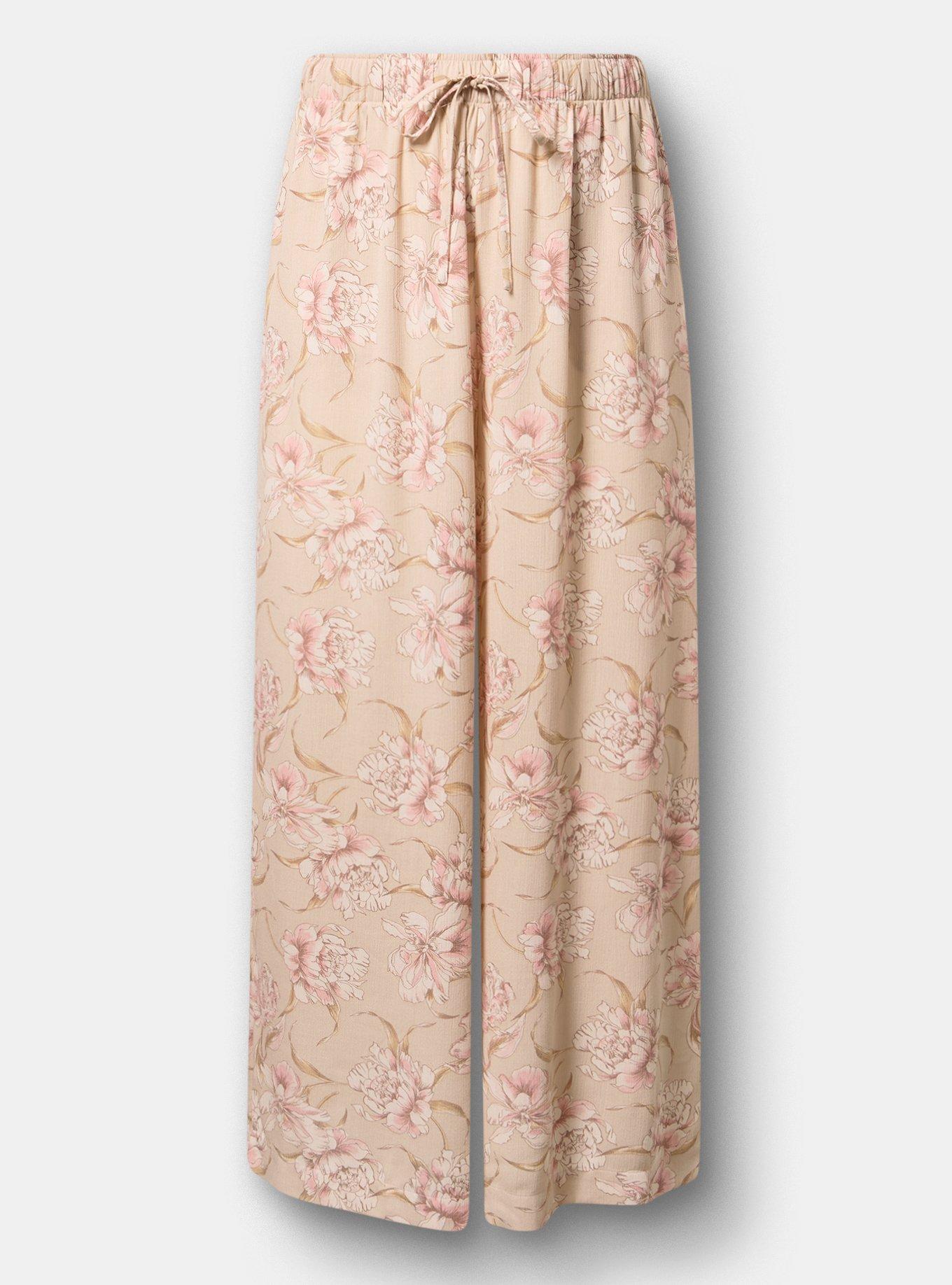 Pull-On High-Rise Gauze Wide-Leg Pant, SKETCHBOOK FLORAL TAN, hi-res