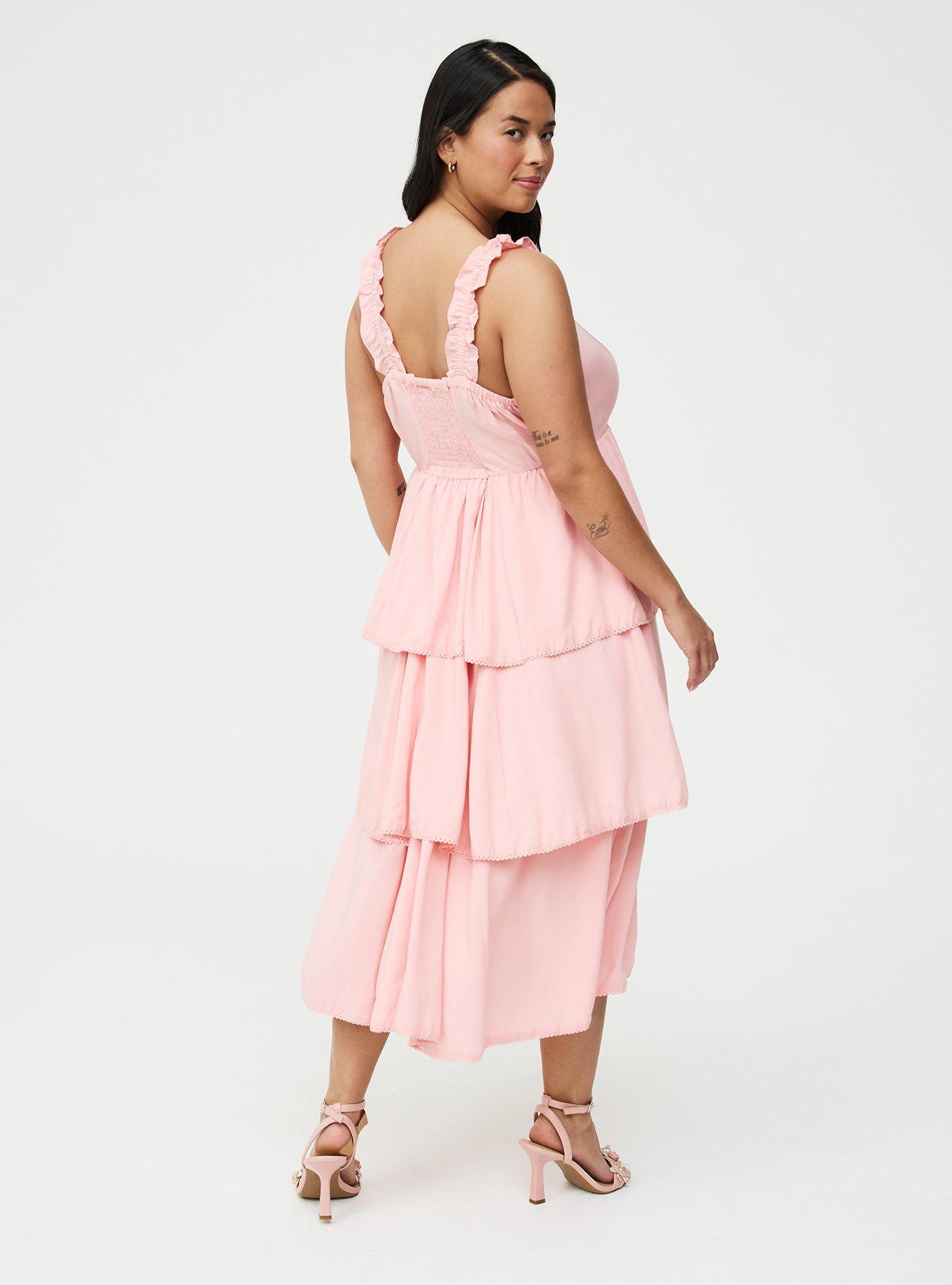 Ruffle Strap Tiered Midi Dress, BLOSSOM, alternate