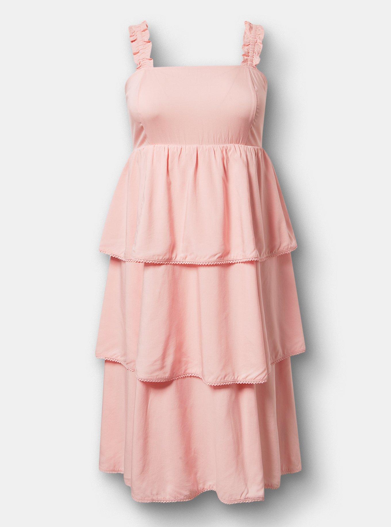 Ruffle Strap Tiered Midi Dress, BLOSSOM, hi-res