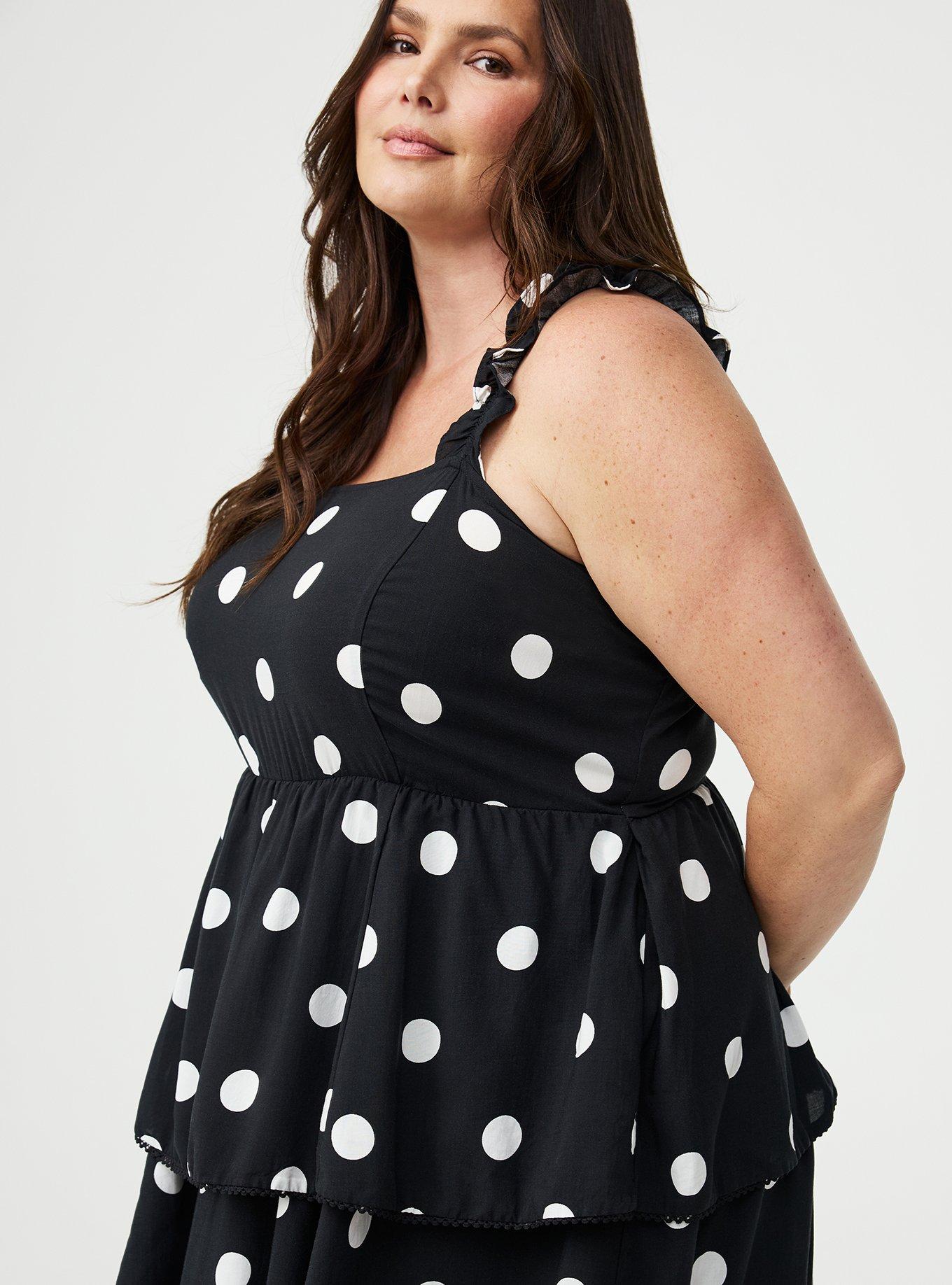 Ruffle Strap Tiered Midi Dress, COASTING DOTS BLACK, alternate