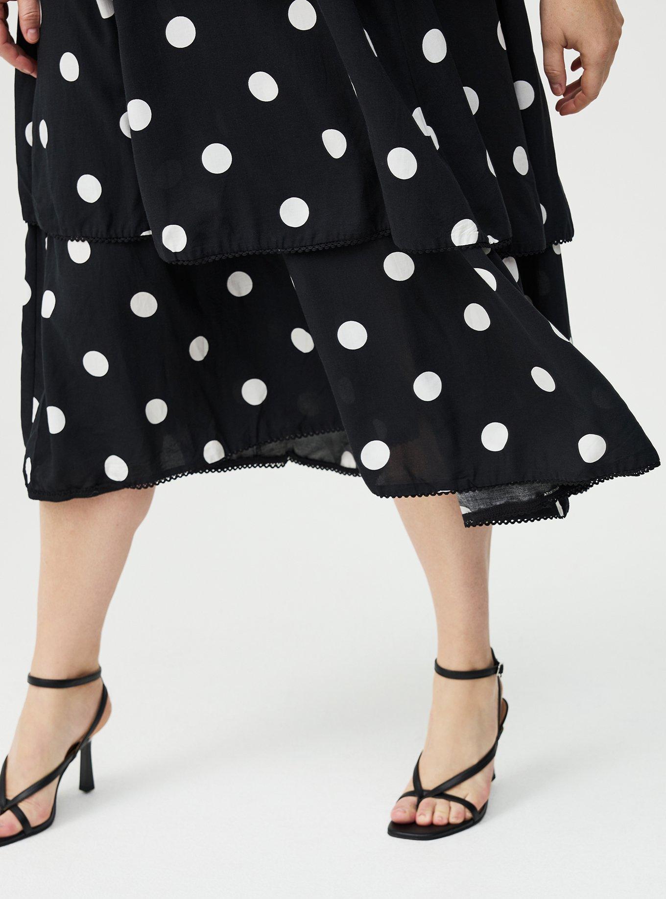 Ruffle Strap Tiered Midi Dress, COASTING DOTS BLACK, alternate