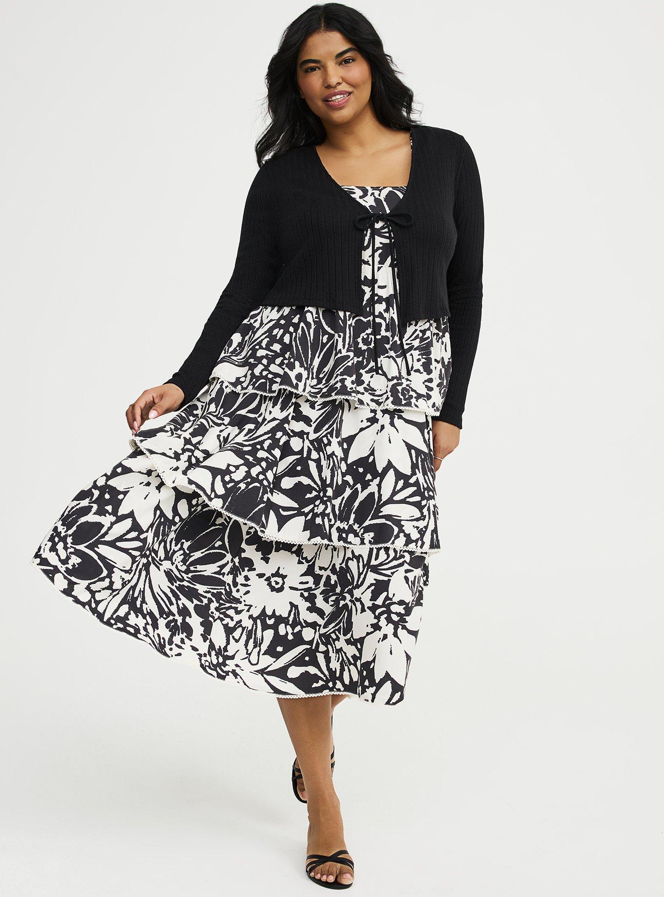 Ruffle Strap Tiered Midi Dress, VERONICA FLORAL IVORY, alternate