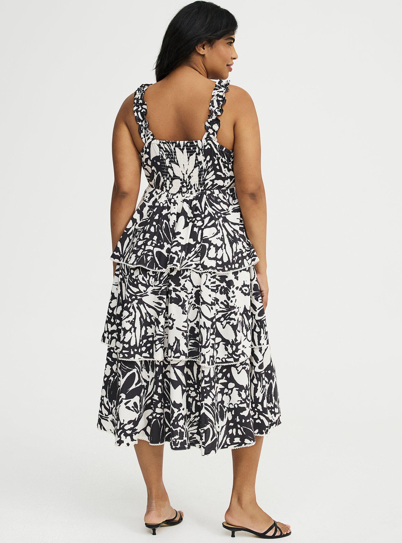 Ruffle Strap Tiered Midi Dress, VERONICA FLORAL IVORY, alternate