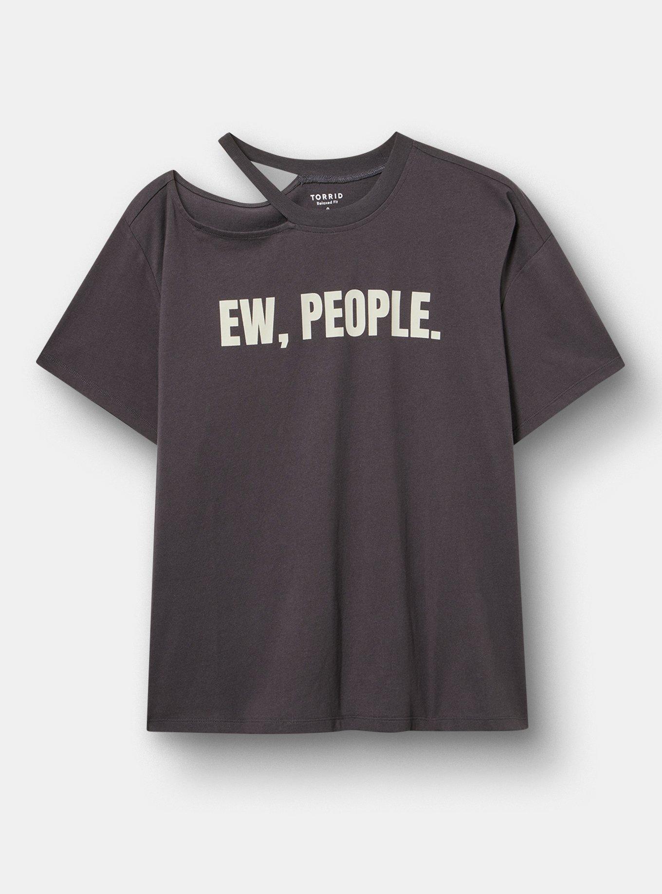 Relaxed Cotton Ringer Cutout Tee, EW PEOPLE OBSIDIAN, hi-res