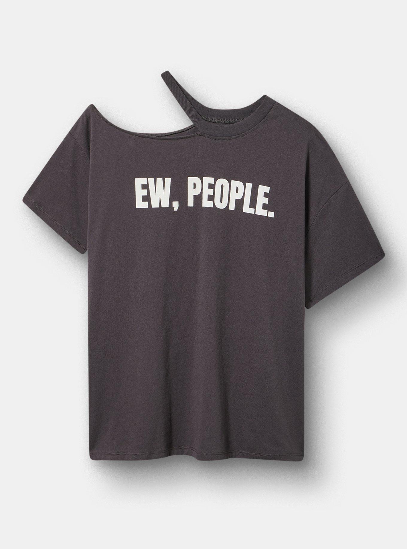 Relaxed Cotton Ringer Cutout Tee, EW PEOPLE OBSIDIAN, hi-res