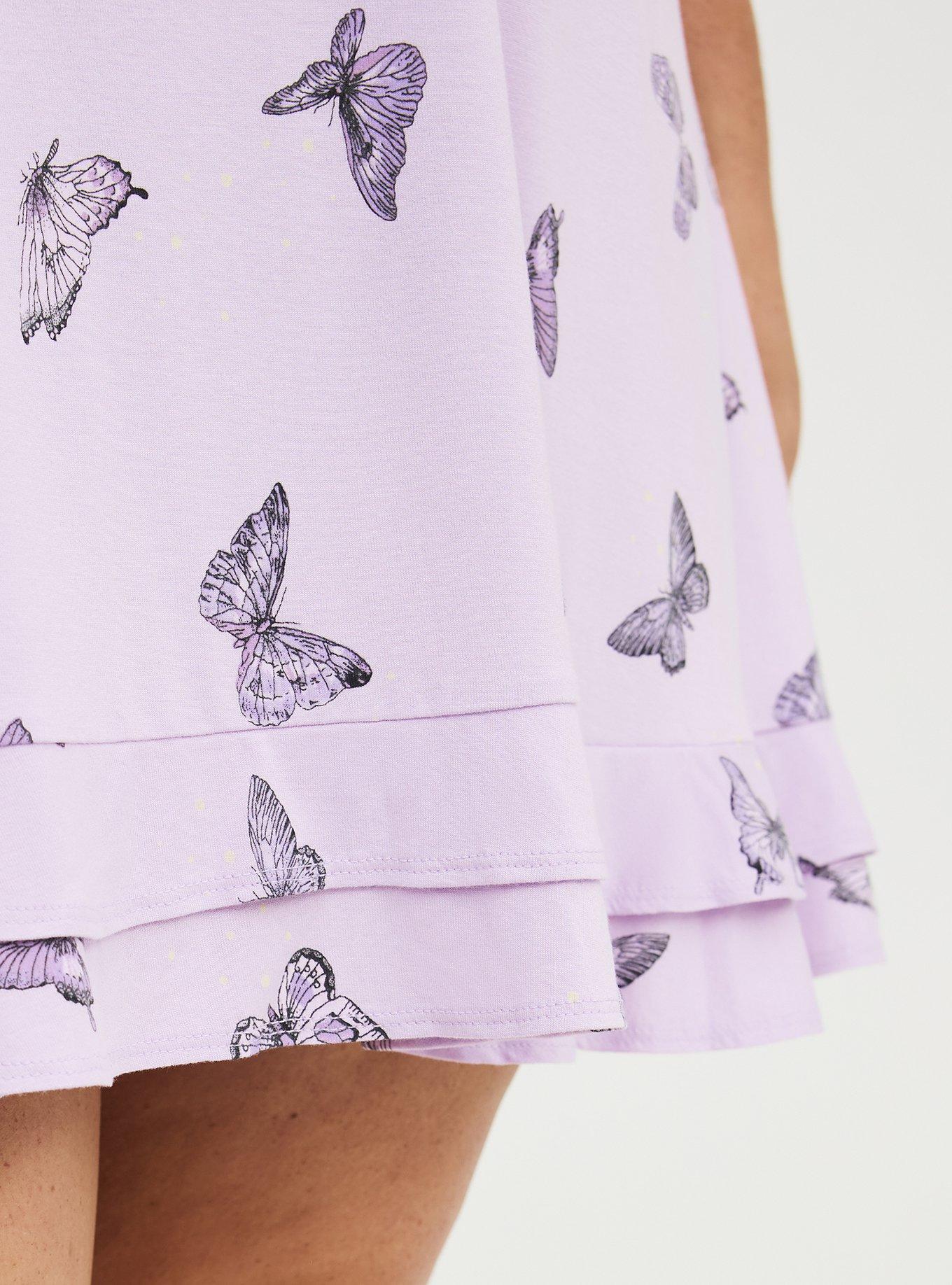 Super Soft Jersey Ruffle Sleep Chemise, HUE BUTTERFLIES PURPLE, alternate