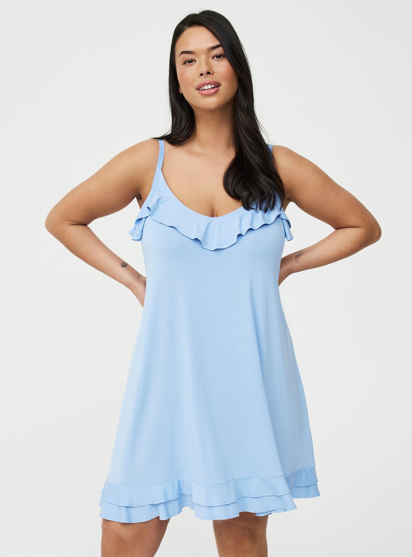 Super Soft Jersey Ruffle Sleep Chemise, POLARIS STAR, alternate