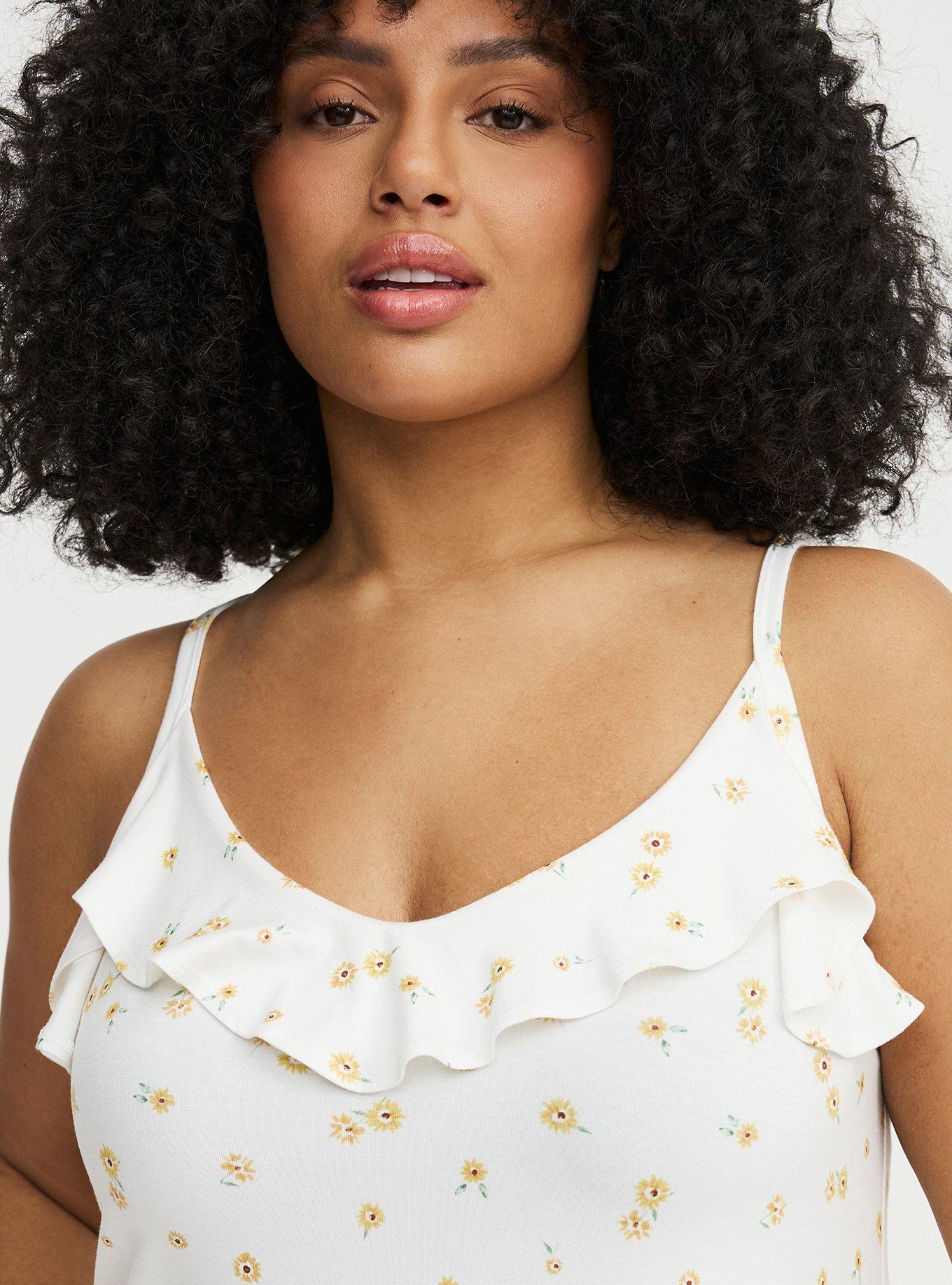 Super Soft Jersey Ruffle Sleep Chemise, DAISY DITSY WHITE, alternate