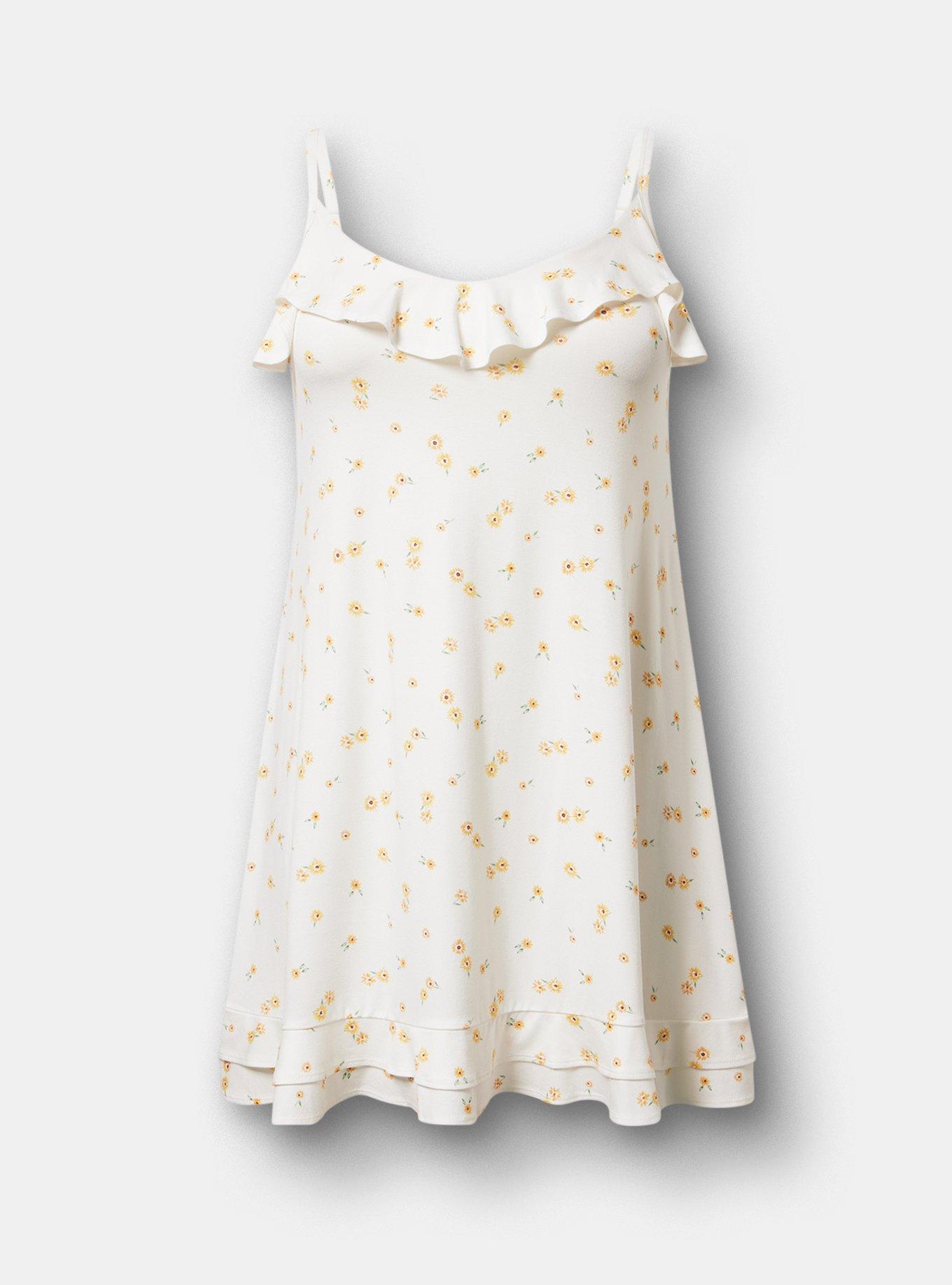 Super Soft Jersey Ruffle Sleep Chemise, DAISY DITSY WHITE, hi-res