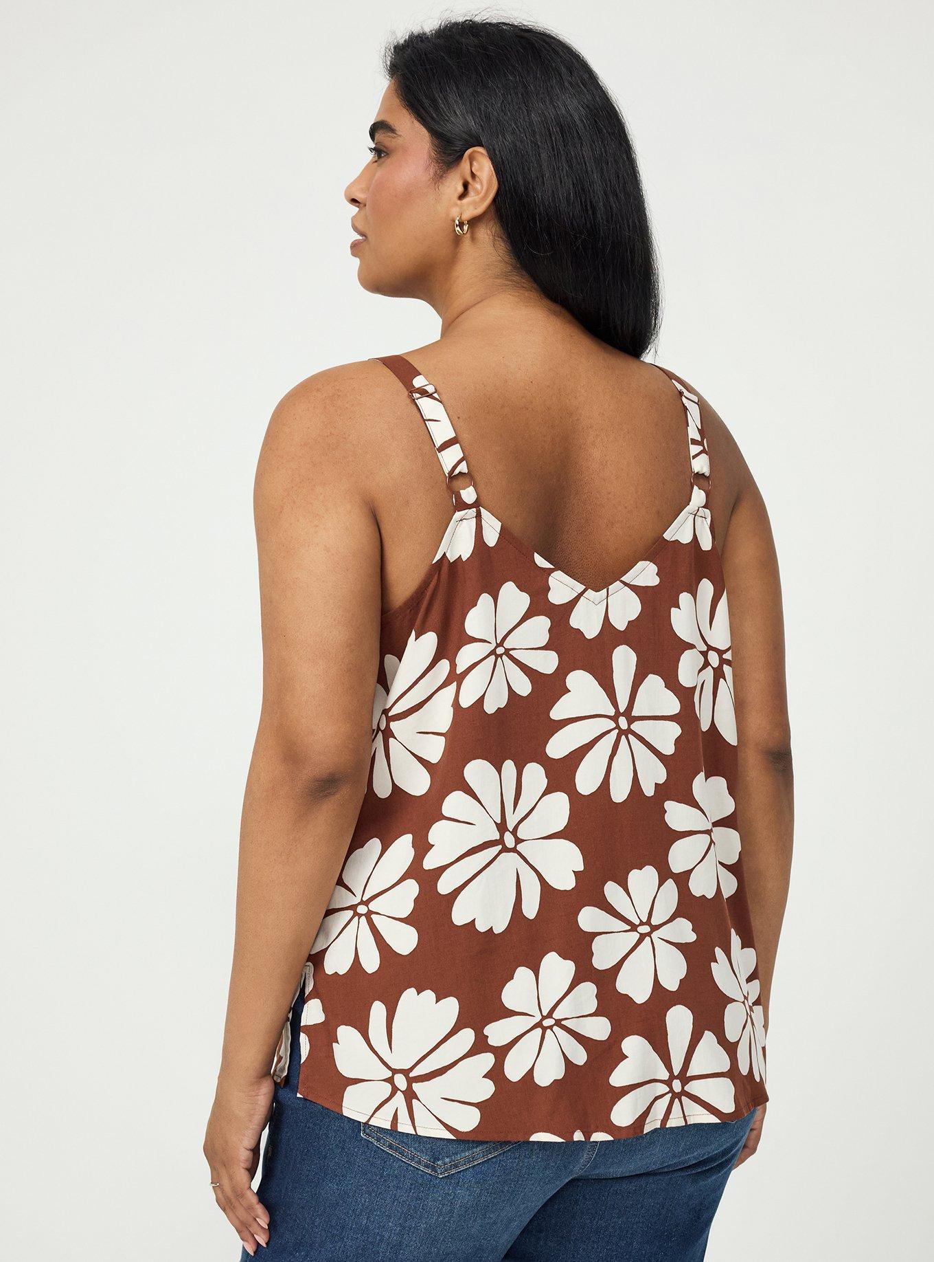 Plus Size Sophie Challis Swing Cami, FRATURED DAISIES FLORAL BROWN, alternate