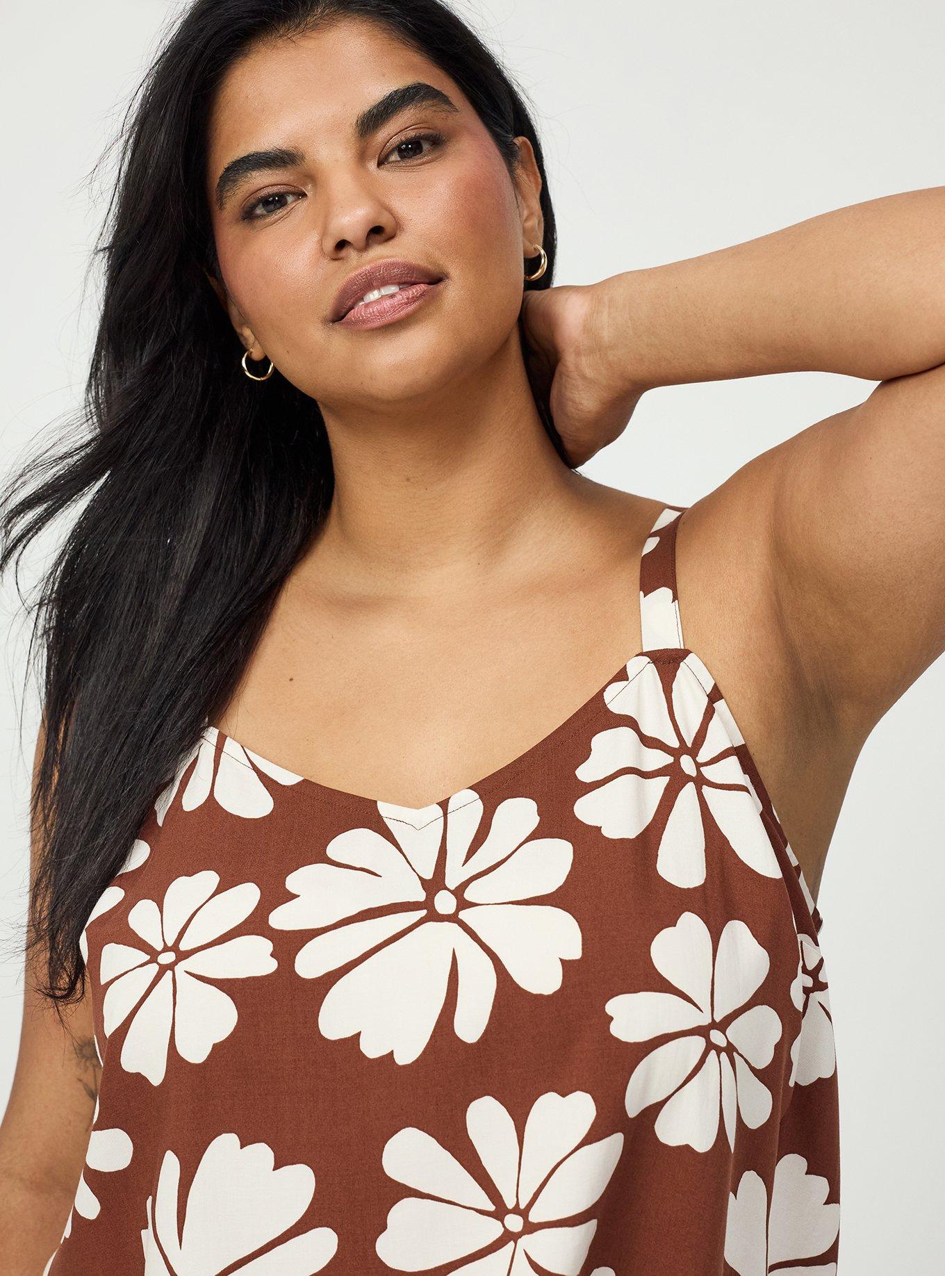 Plus Size Sophie Challis Swing Cami, FRATURED DAISIES FLORAL BROWN, alternate