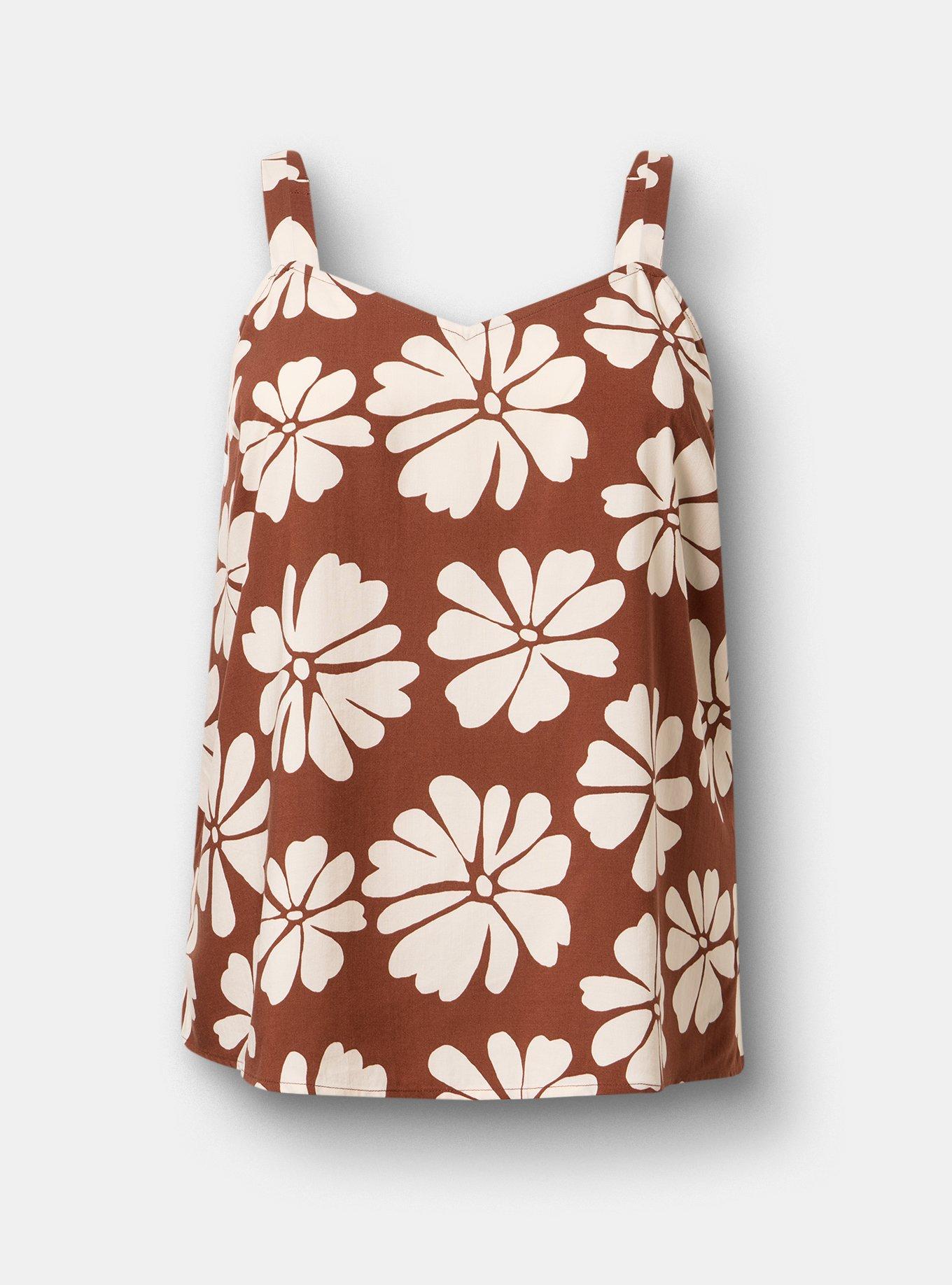 Plus Size Sophie Challis Swing Cami, FRATURED DAISIES FLORAL BROWN, hi-res