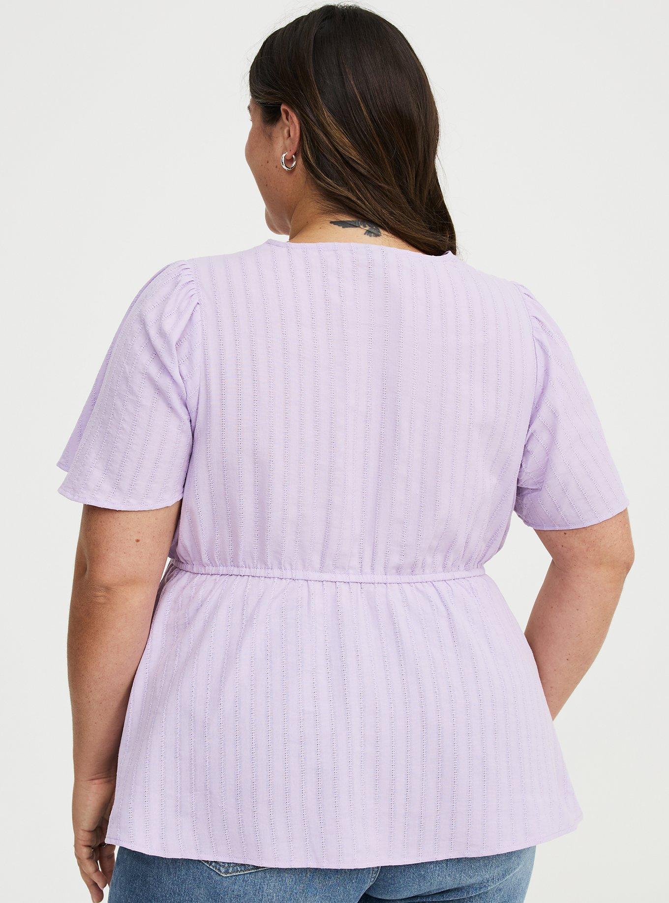 Button-Front V-Neck Blouse, ENGLISH HYACINTH, alternate