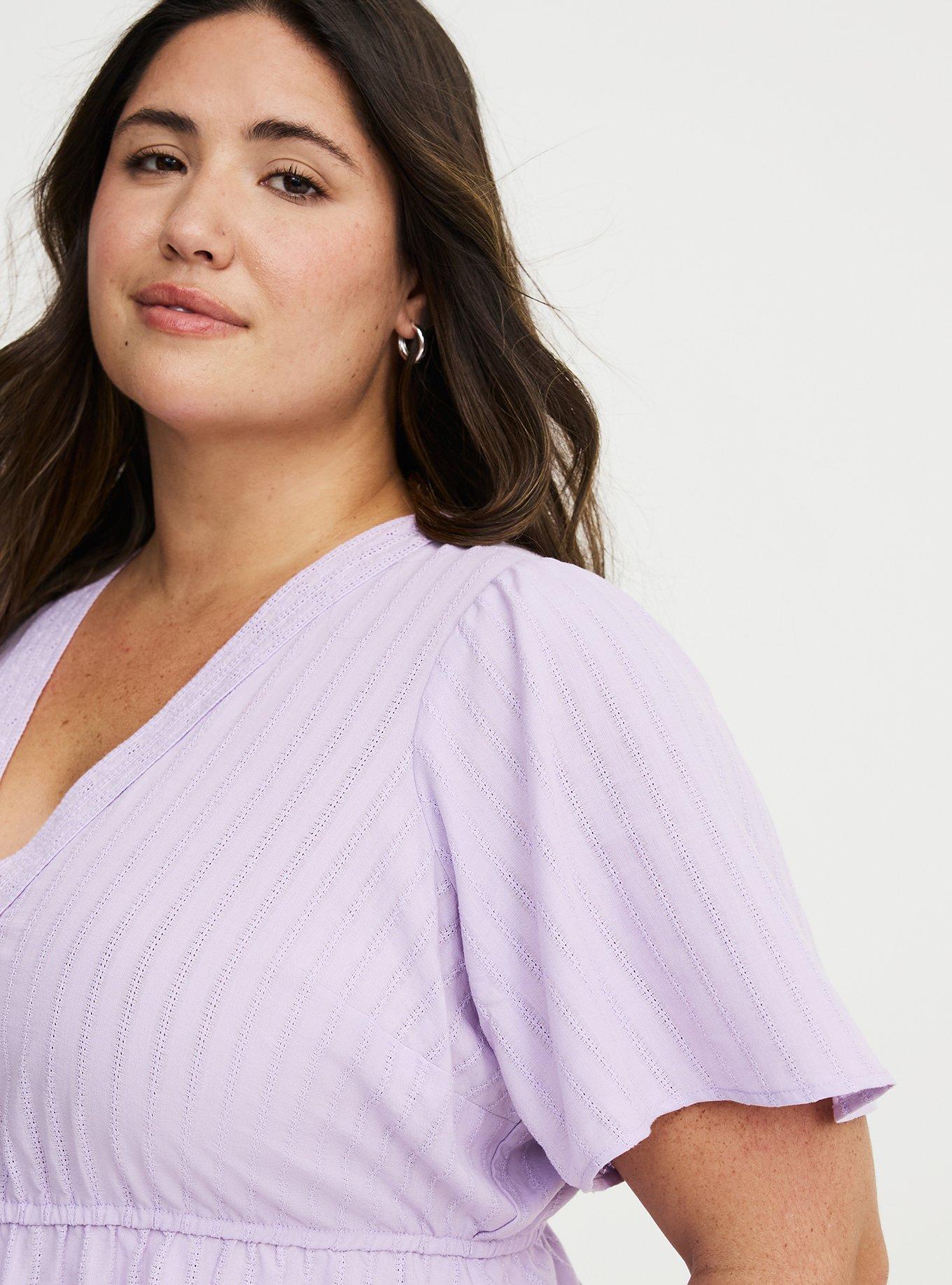 Button-Front V-Neck Blouse, ENGLISH HYACINTH, alternate