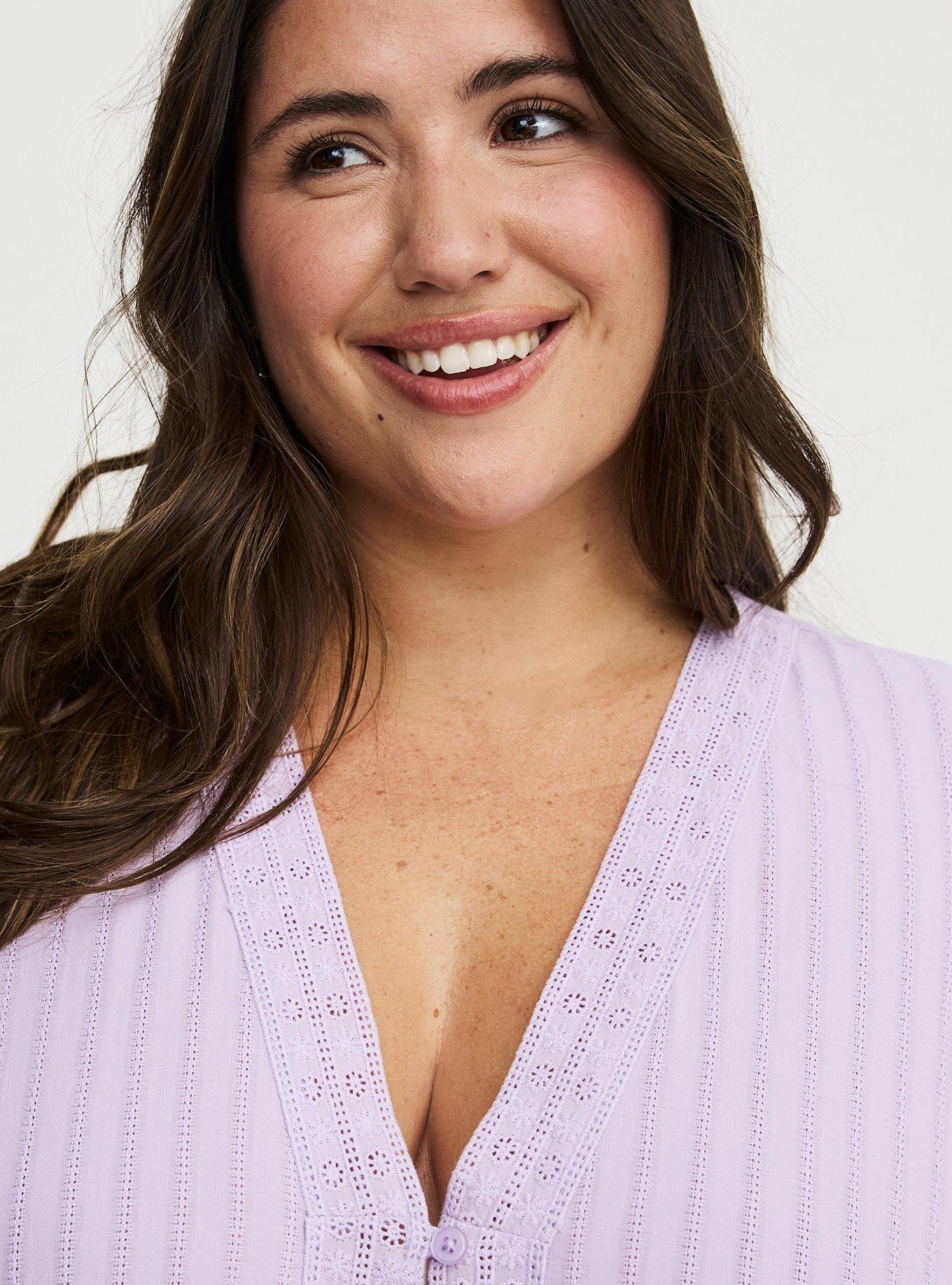 Button-Front V-Neck Blouse, ENGLISH HYACINTH, alternate