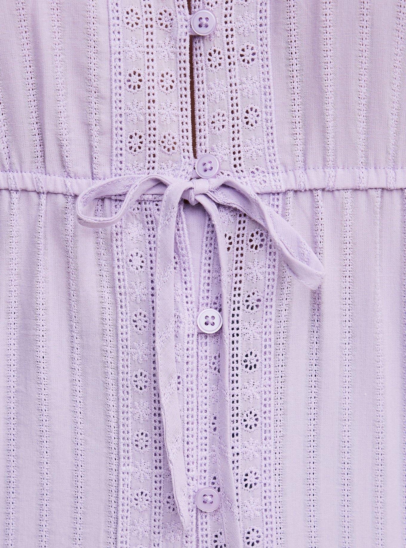 Button-Front V-Neck Blouse, ENGLISH HYACINTH, alternate